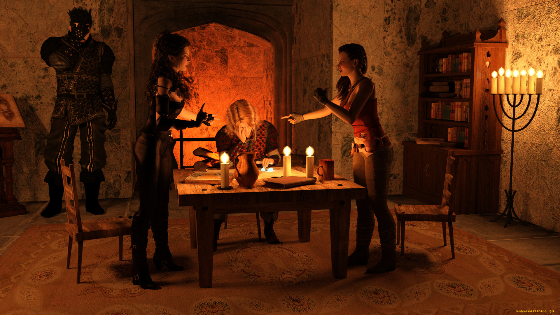 3д, графика, фантазия, , fantasy, фон, взгляд, девушка