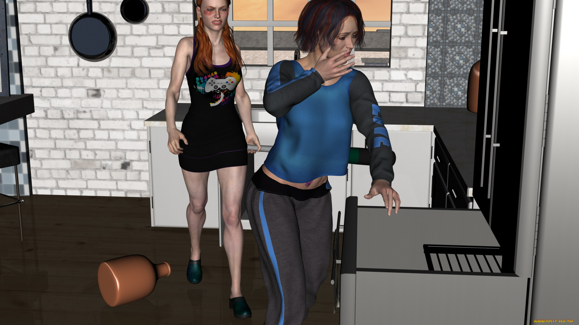 3д, графика, люди, , people, взгляд, фон, девушки