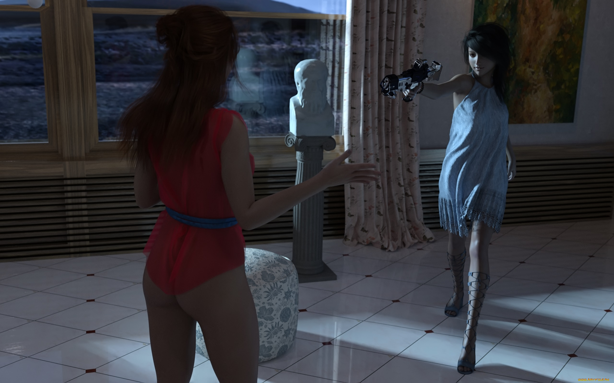 3д, графика, фантазия, , fantasy, взгляд, девушки, фон