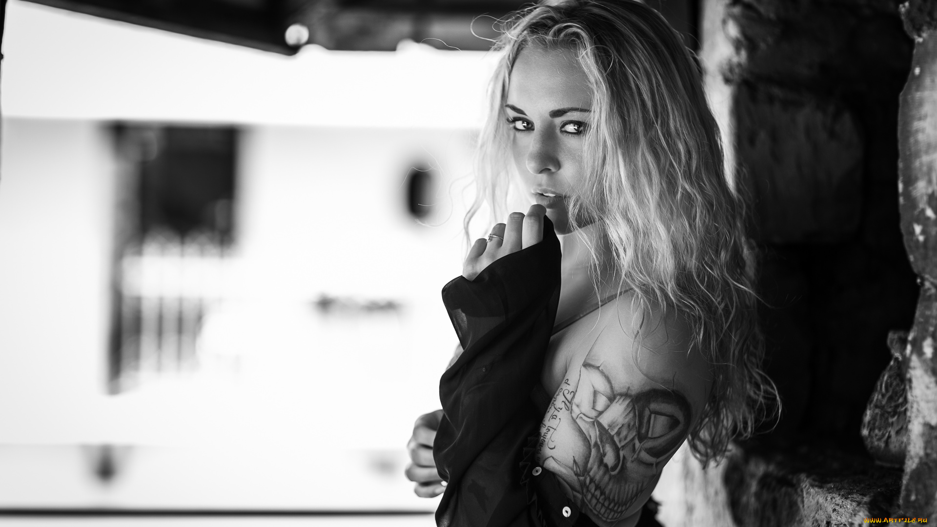 девушки, -, черно-белые, красивая, девушка