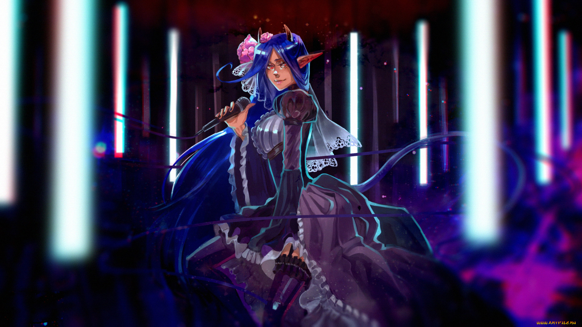 фэнтези, эльфы, девушка, фон, взгляд, платье