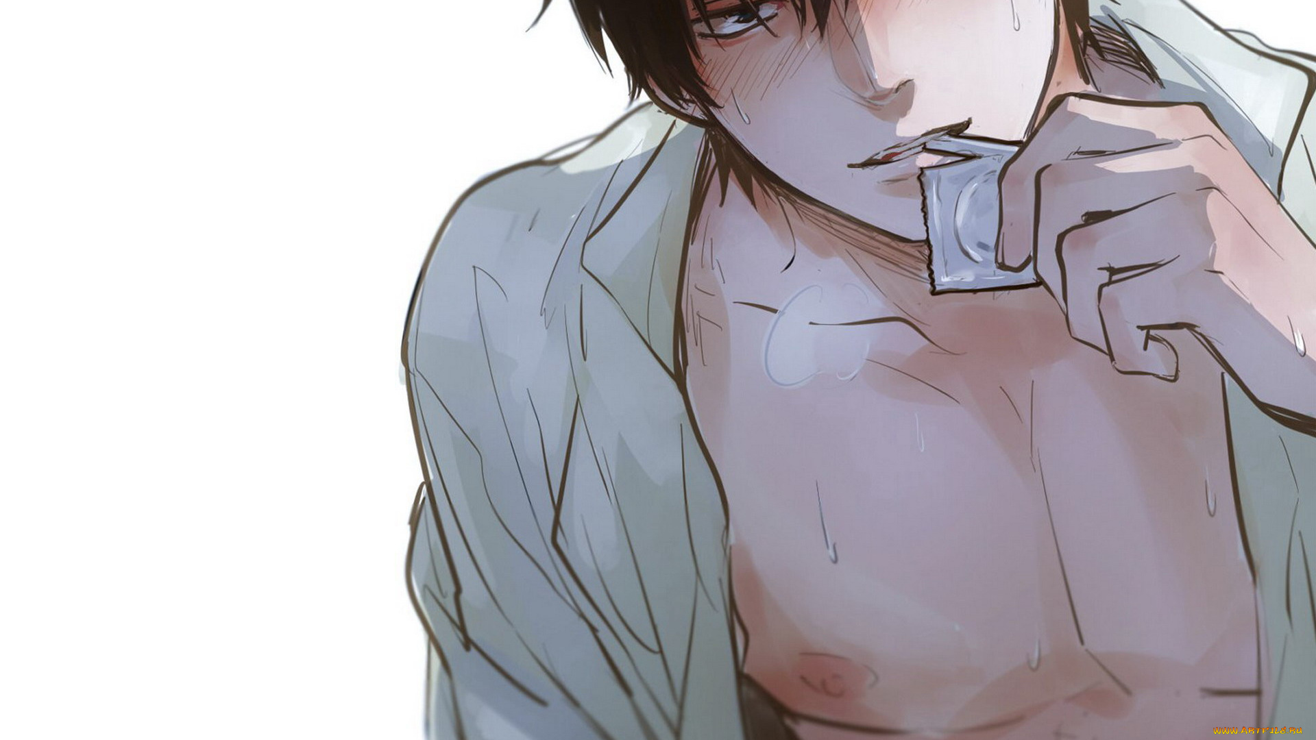 аниме, gintama, парень, рубашка, презерватив