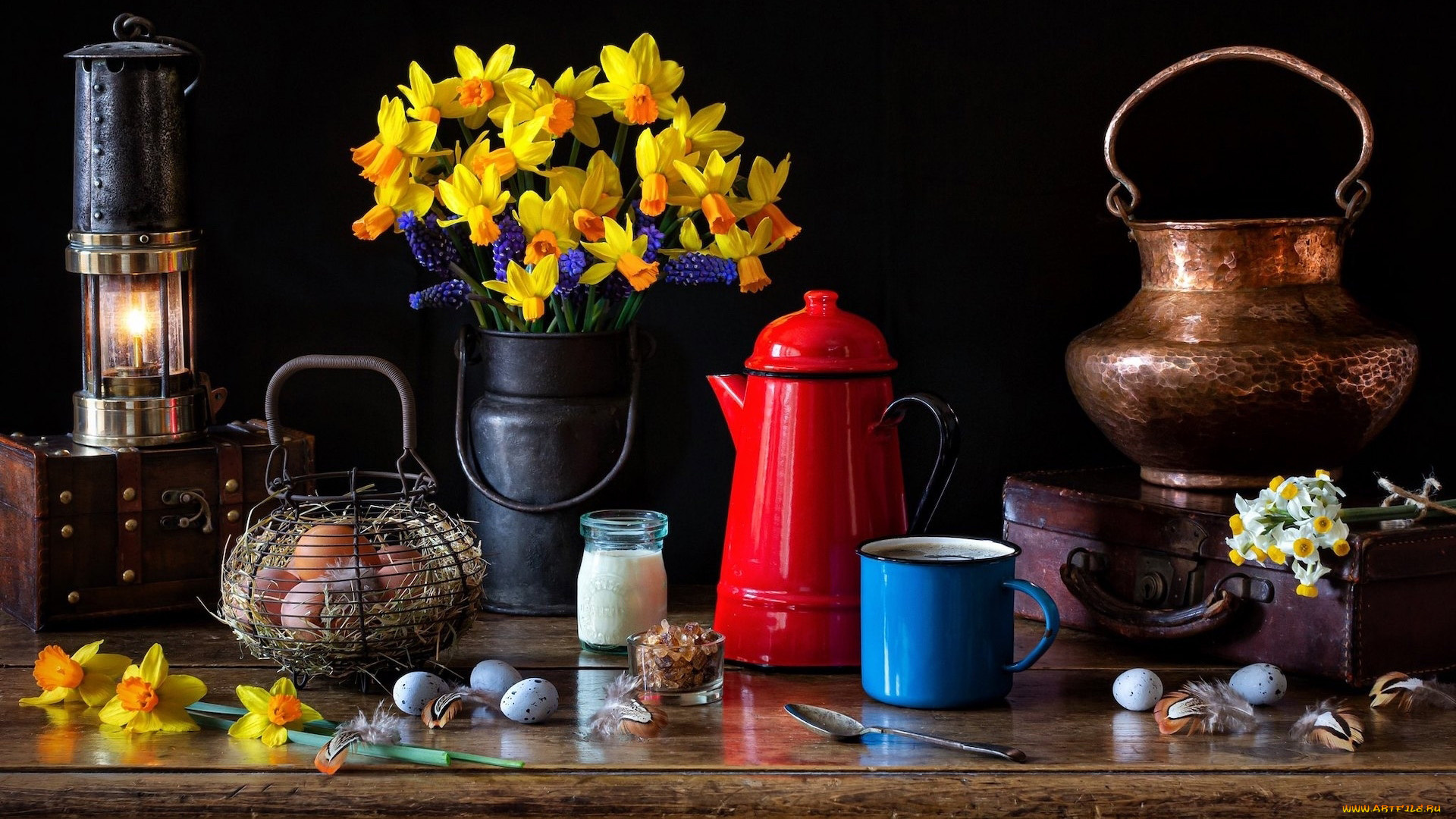 еда, натюрморт, яйца, чай, букет