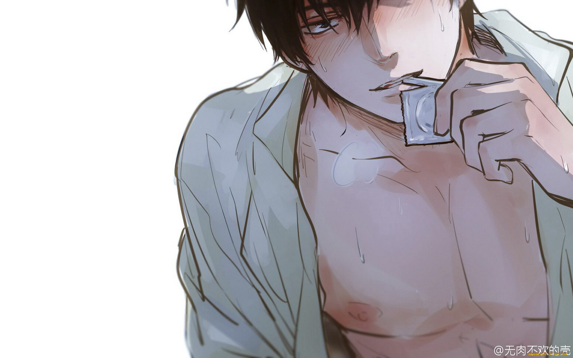 аниме, gintama, парень, рубашка, презерватив