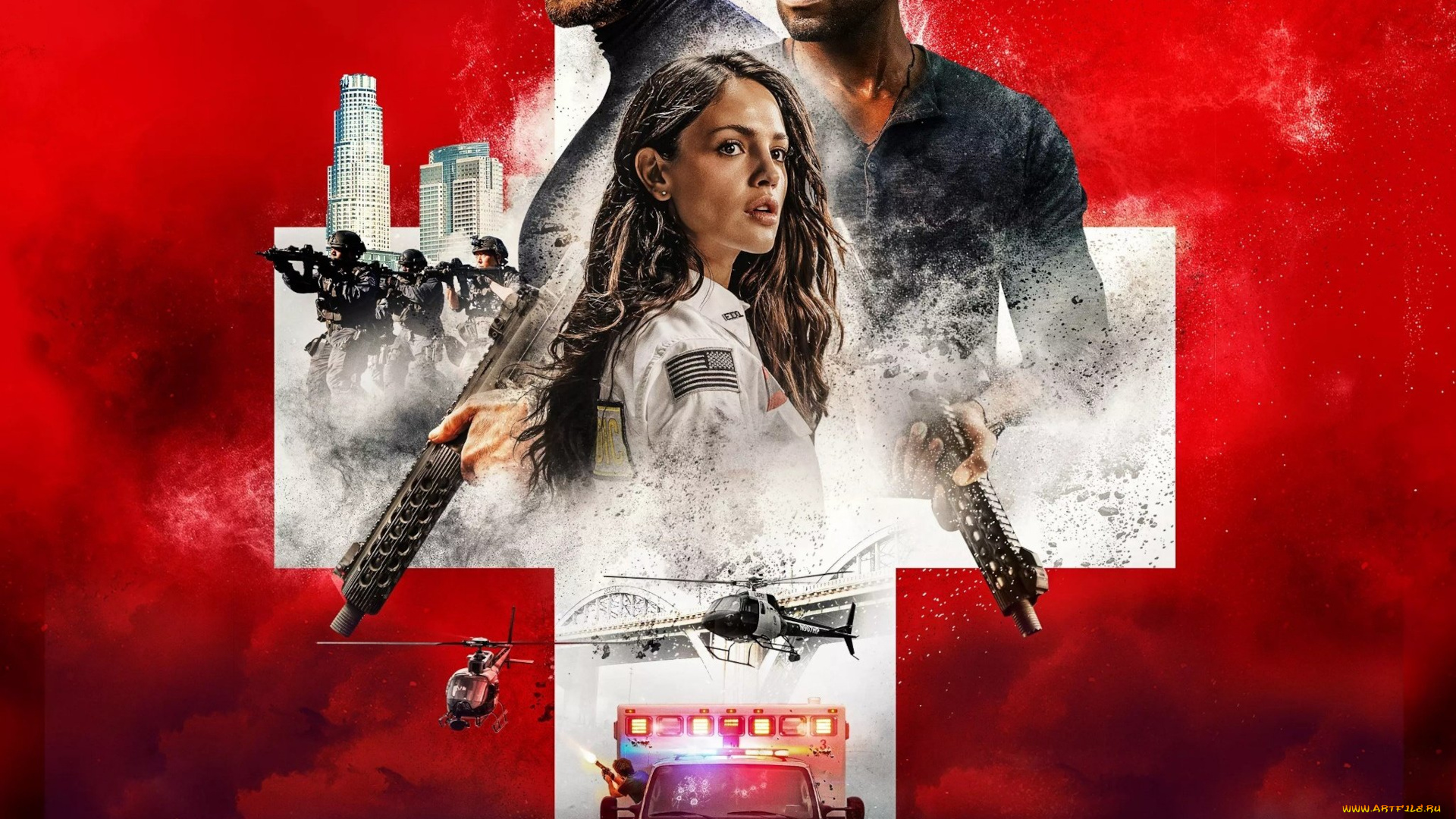 ambulance, ||, 2022, кино, фильмы, ambulance, jake, gyllenhaal, yahya, abdul, mateen, eiza, gonzalez, скорая, постер, боевик, криминал, триллер, джейк, джилленхол, эйса, гонсалес