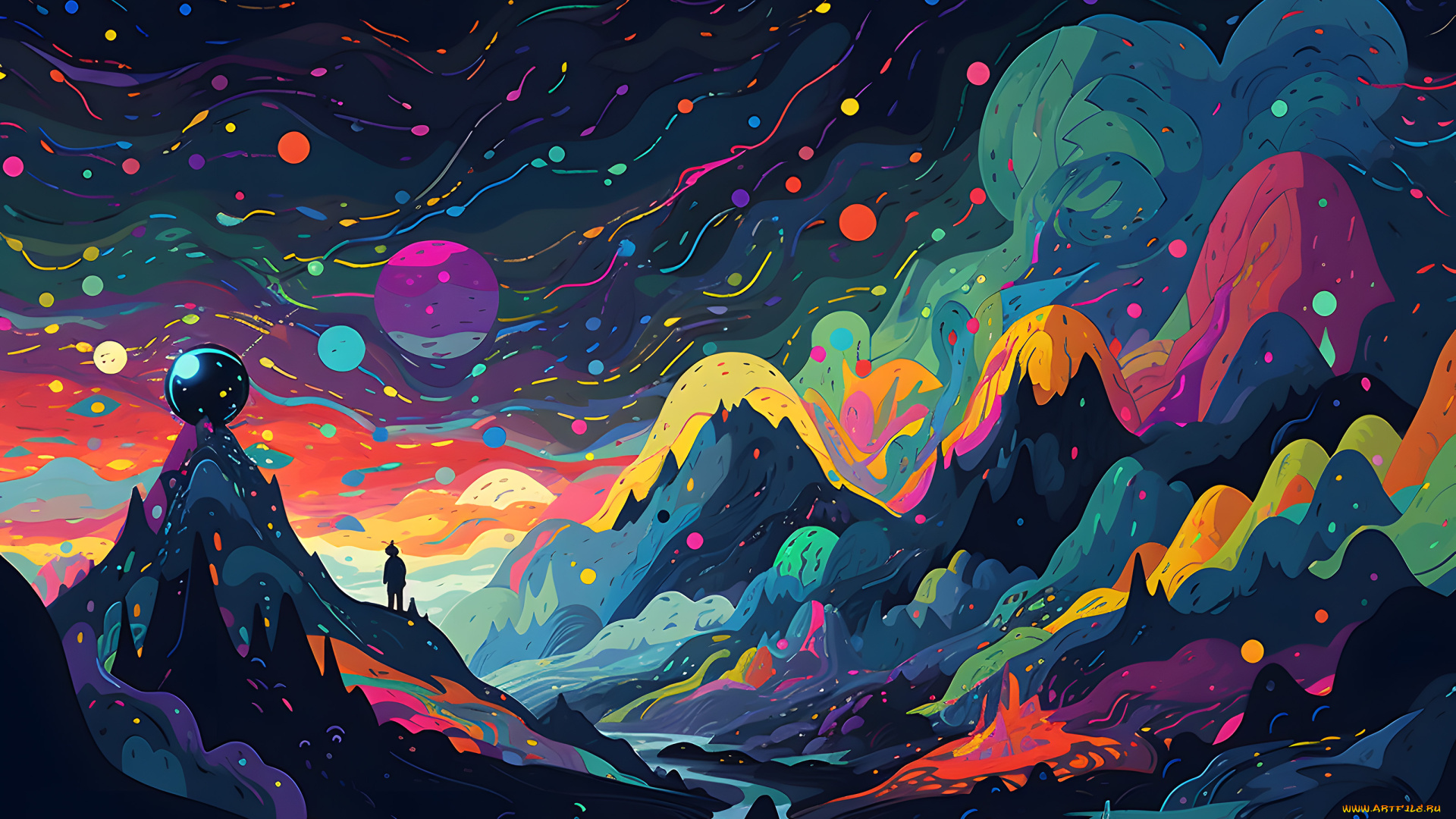 рисованное, -, другое, горы