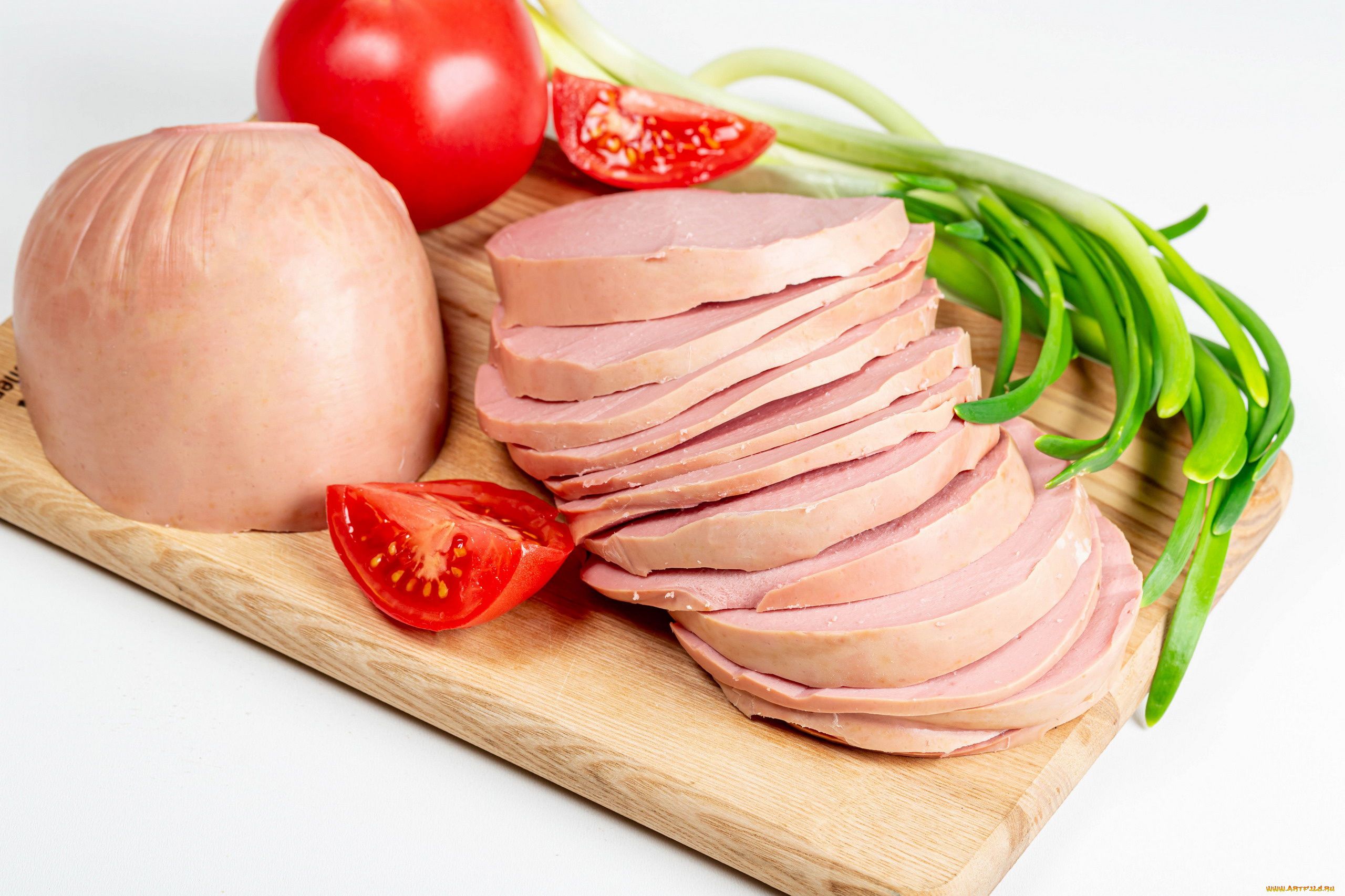 еда, колбасные, изделия, помидор, колбаса, вареная, лук, зеленый