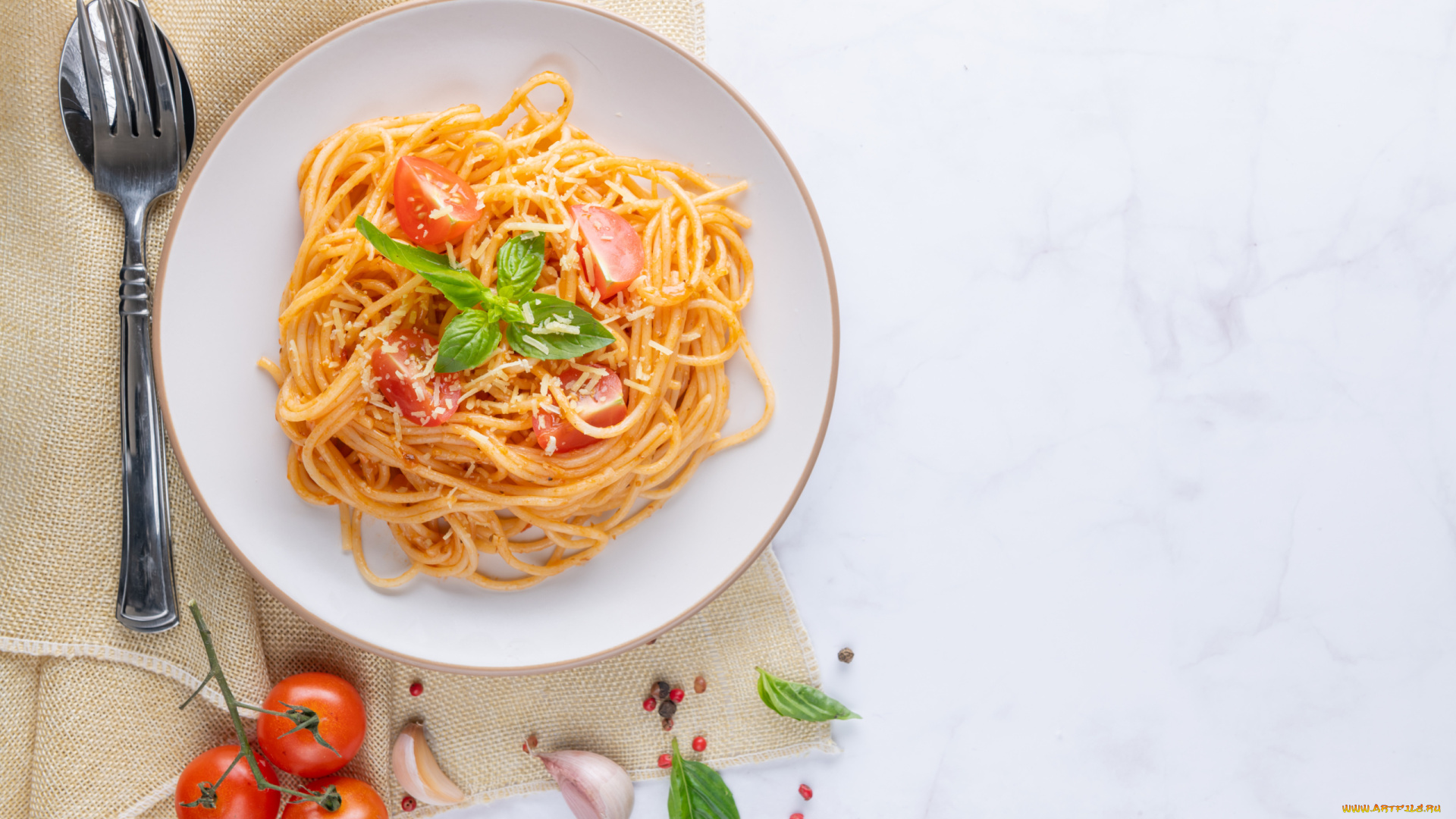 еда, макароны, , макаронные, блюда, базилик, спагетти, паста, помидоры, чеснок