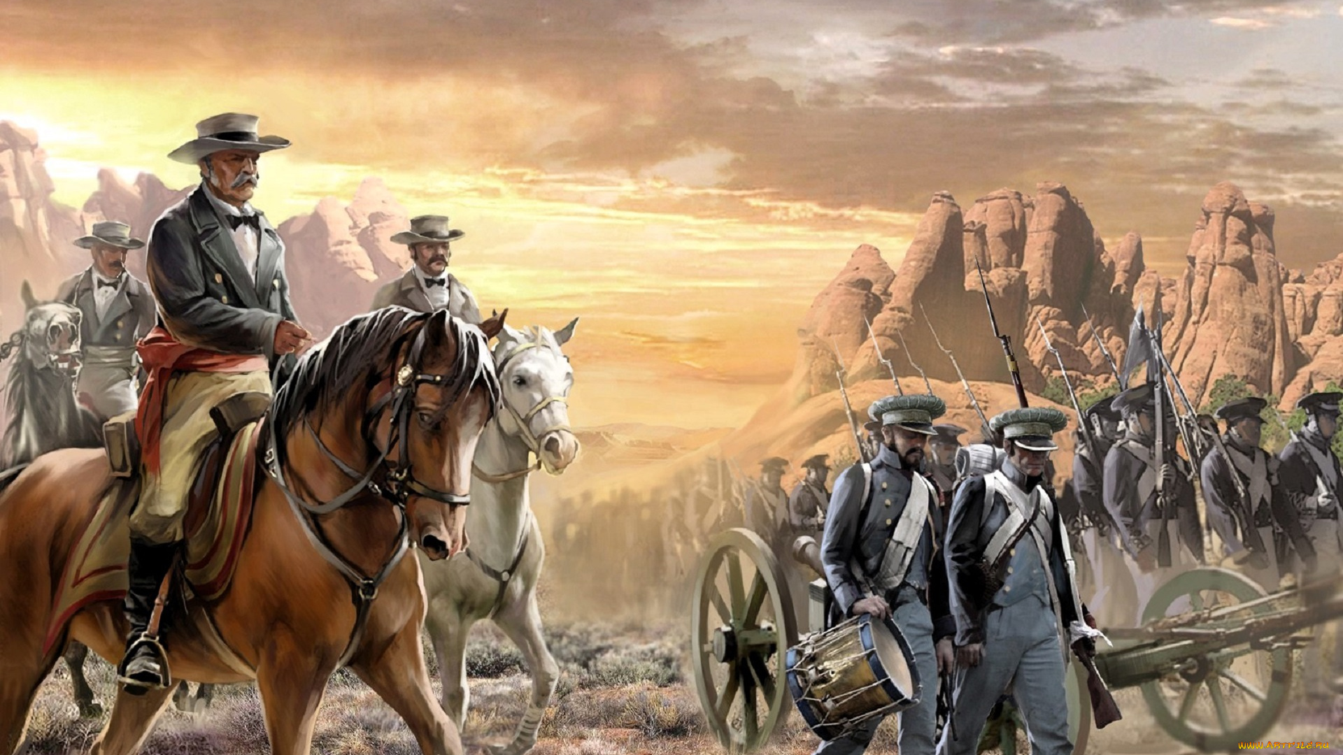 видео, игры, american, conquest, , divided, nation, люди, армия, солдаты, пуши, всадники, скалы