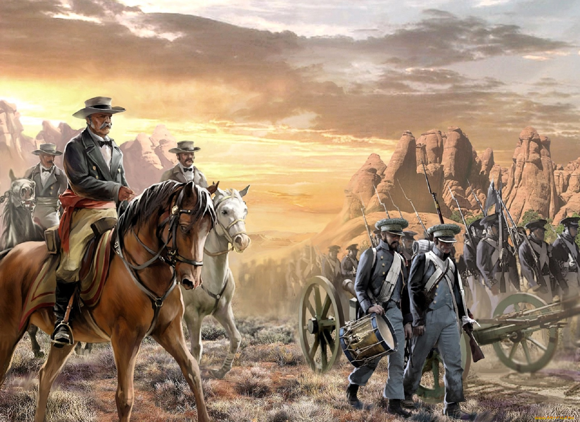 видео, игры, american, conquest, , divided, nation, люди, армия, солдаты, пуши, всадники, скалы