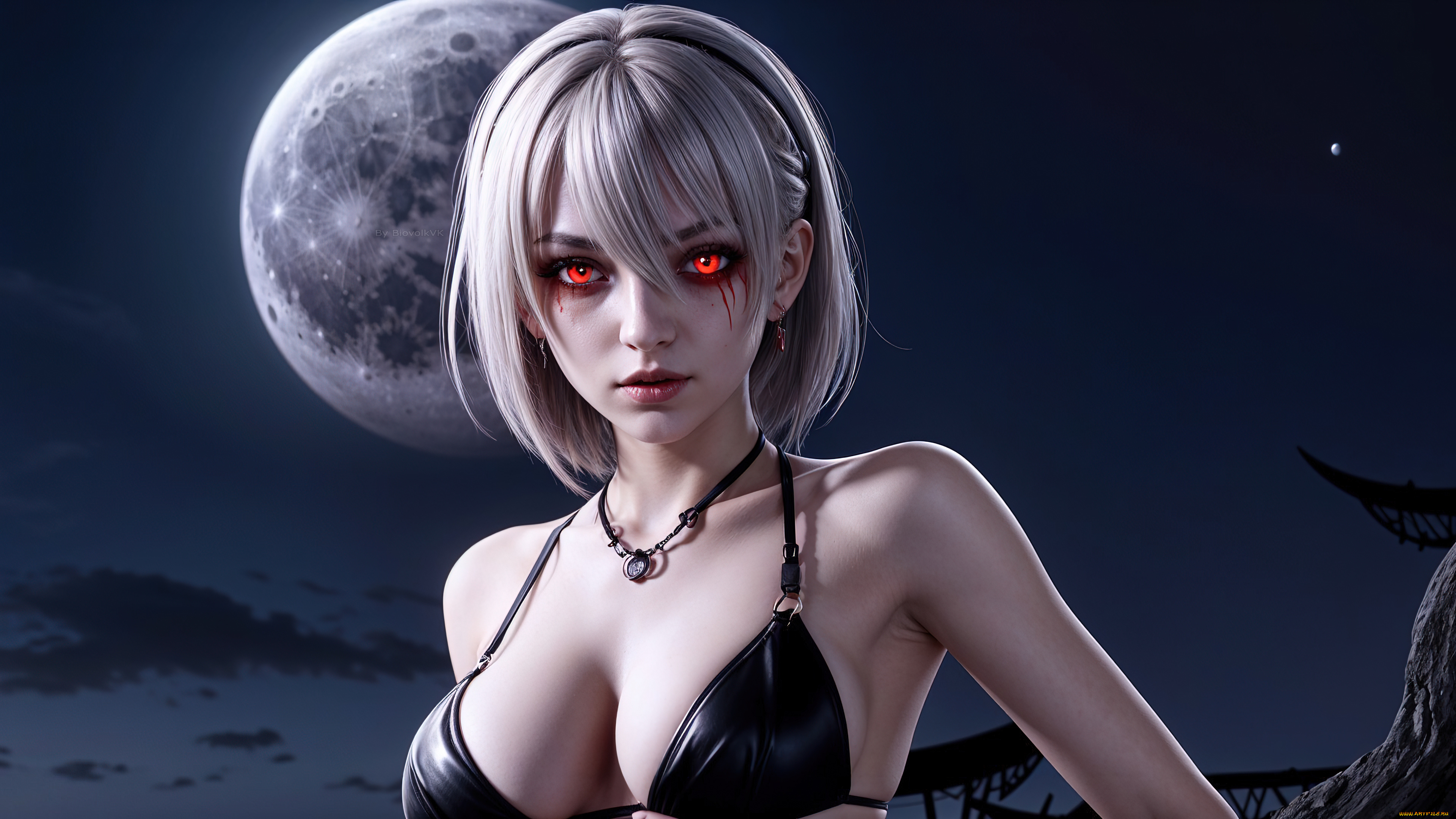 vampire, girl, art, 04, by, biovolkvk, 3д, графика, фантазия, , fantasy, vampire, girl, horror, hd, dark, art, undead, biovolkvk
