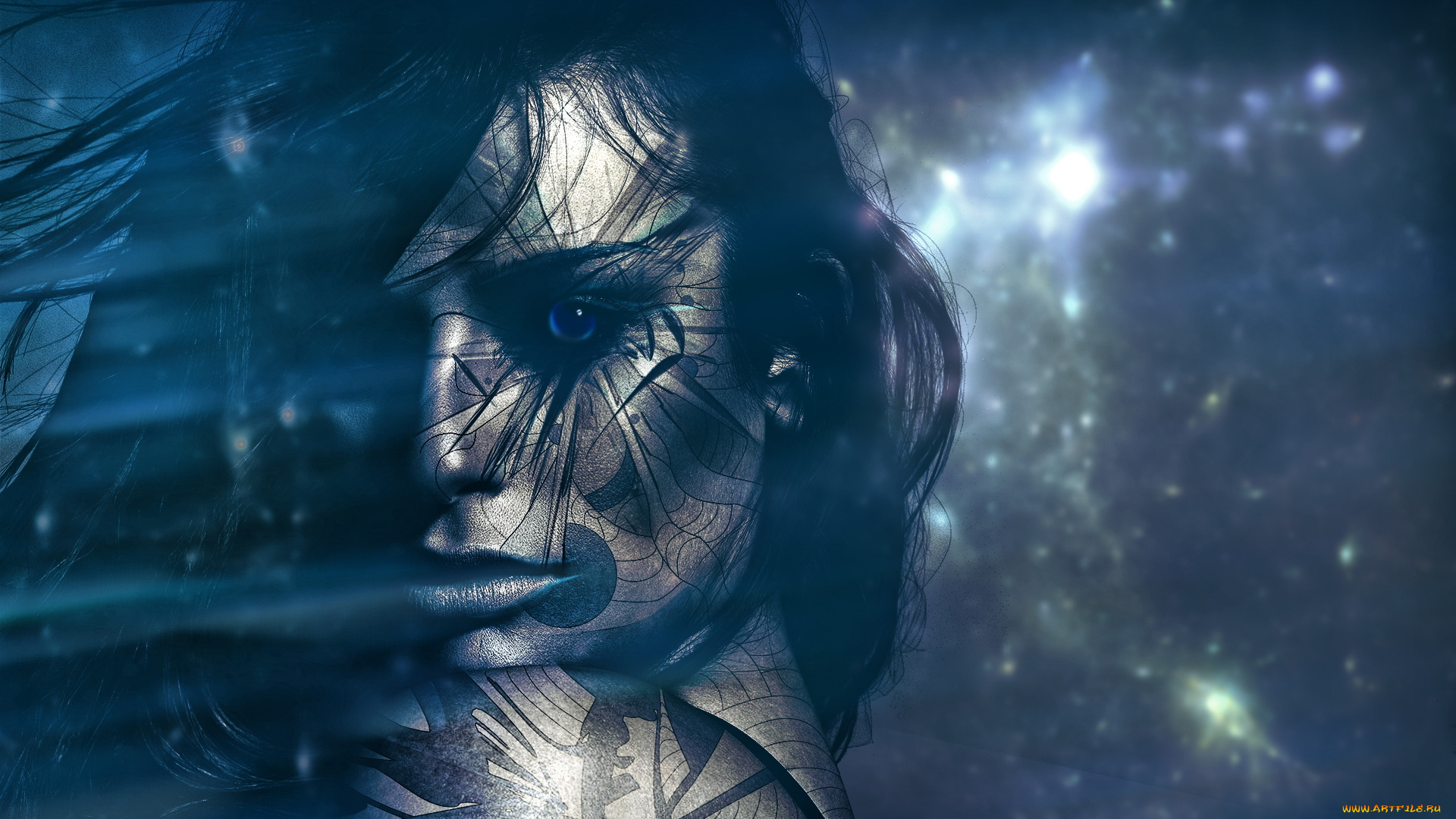 3д, графика, 3d, eyes, глаза, глаз, синий, фон