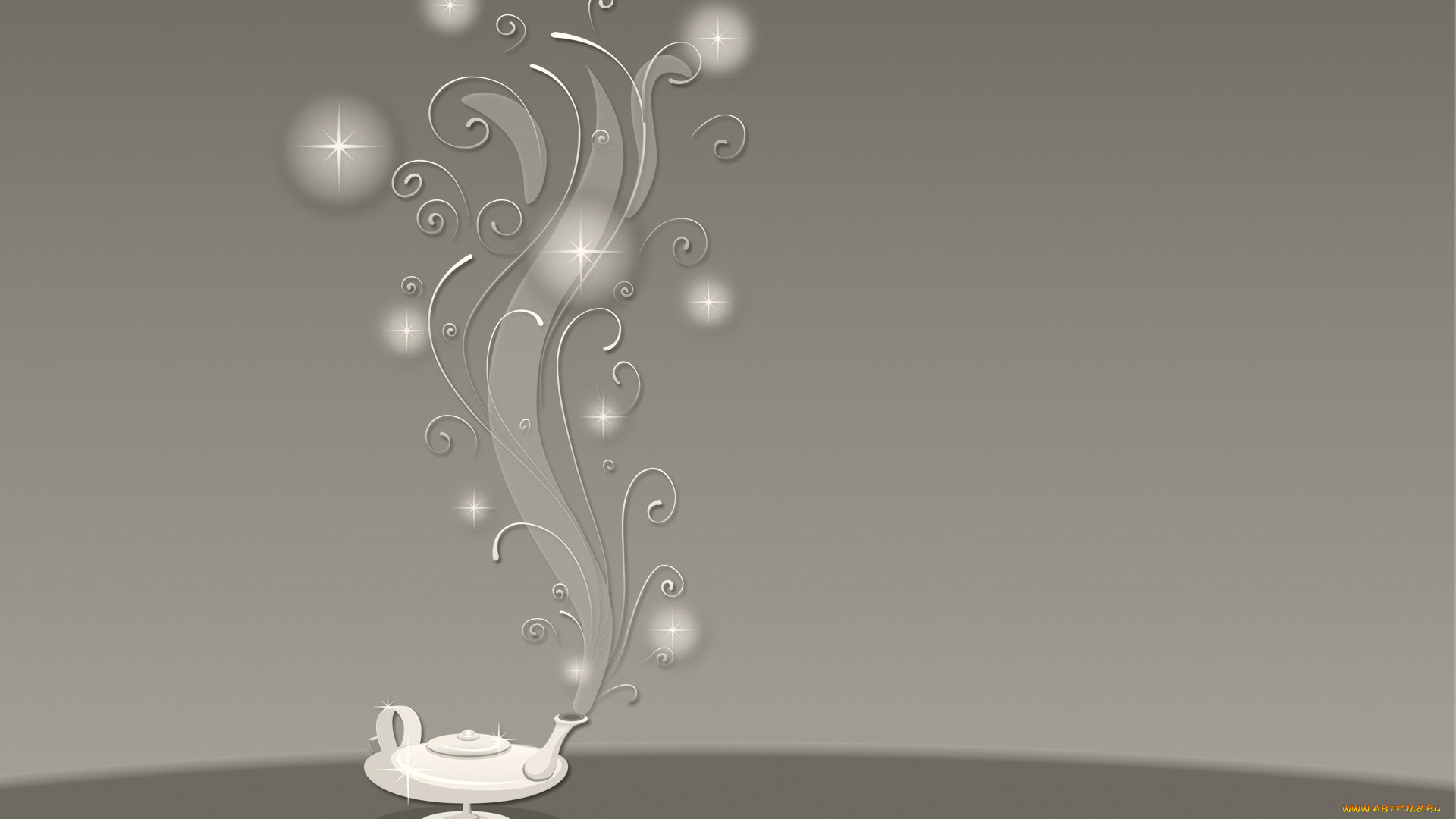 векторная, графика, лампа, аладина