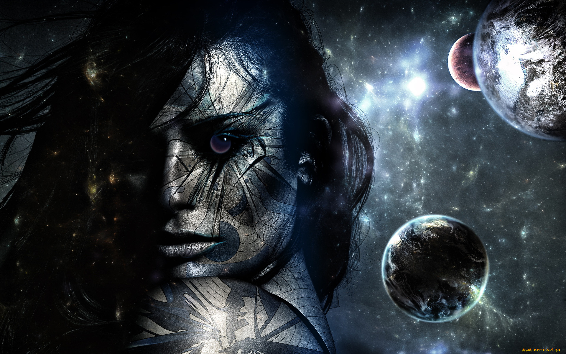 3д, графика, 3d, eyes, глаза, глаз, небо, планеты