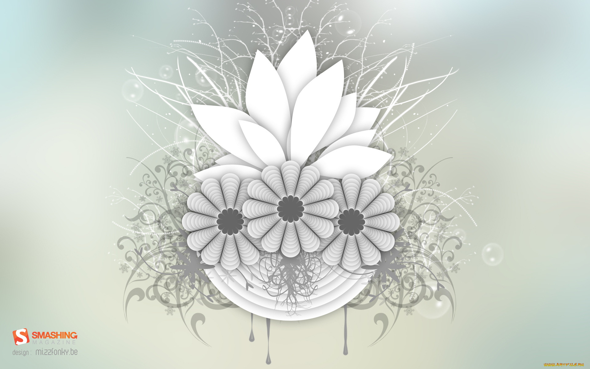 векторная, графика, цветы