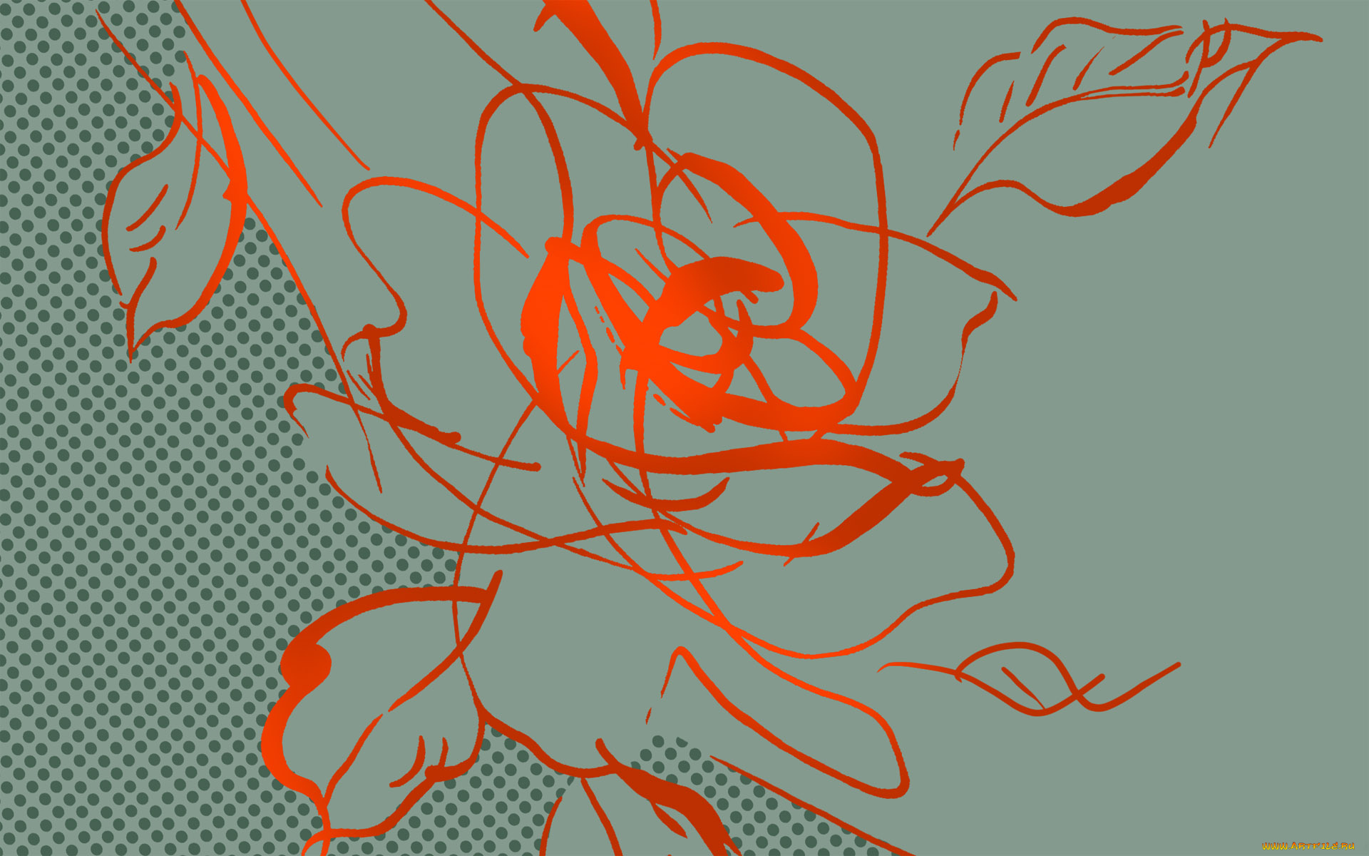 векторная, графика, листя, точки