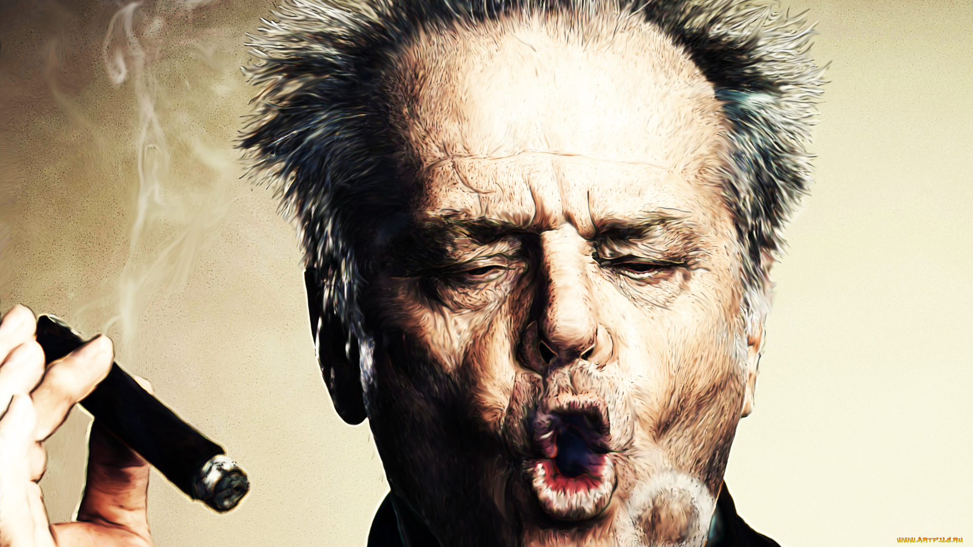 jack, nicolson, by, carlos, serrao, разное, компьютерный, дизайн, сигара, дым, джек, николсон, nicholson