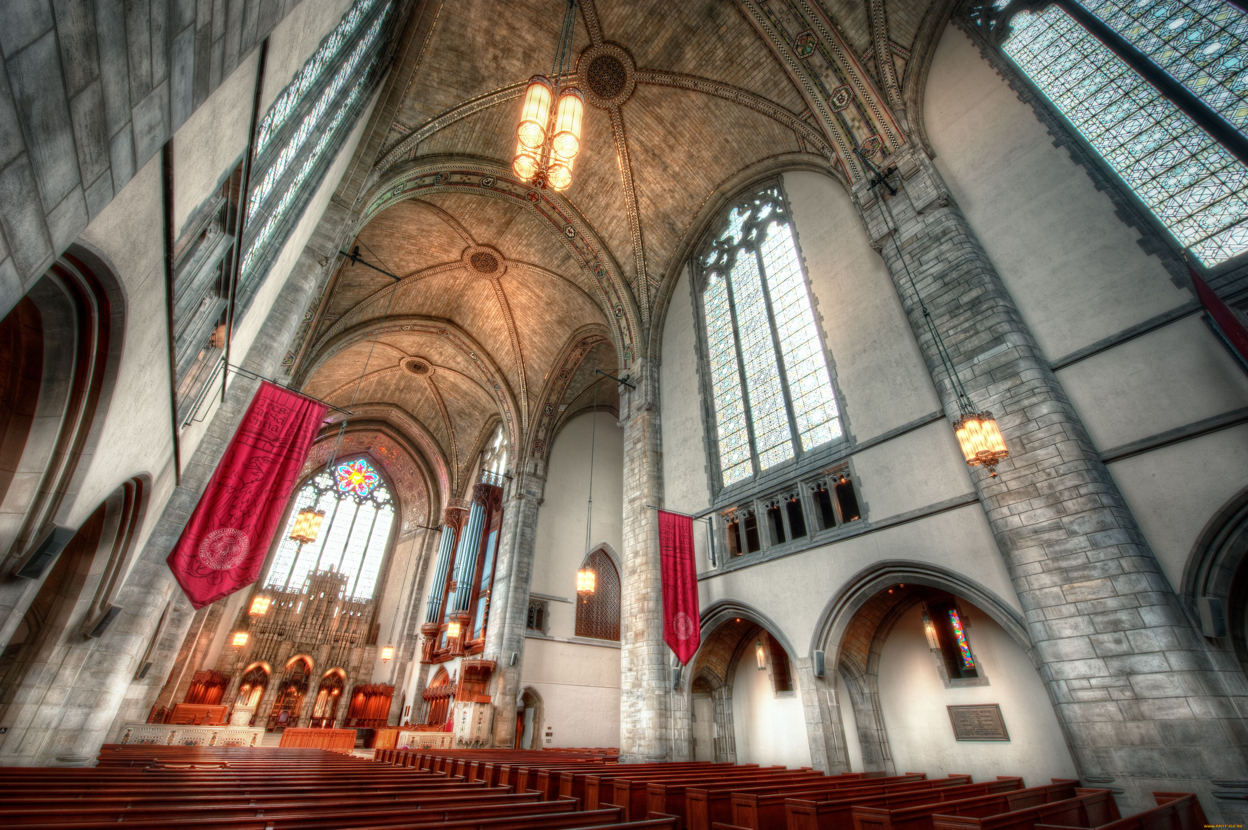 rockefeller, memorial, chapel, интерьер, убранство, роспись, храма, chicago
