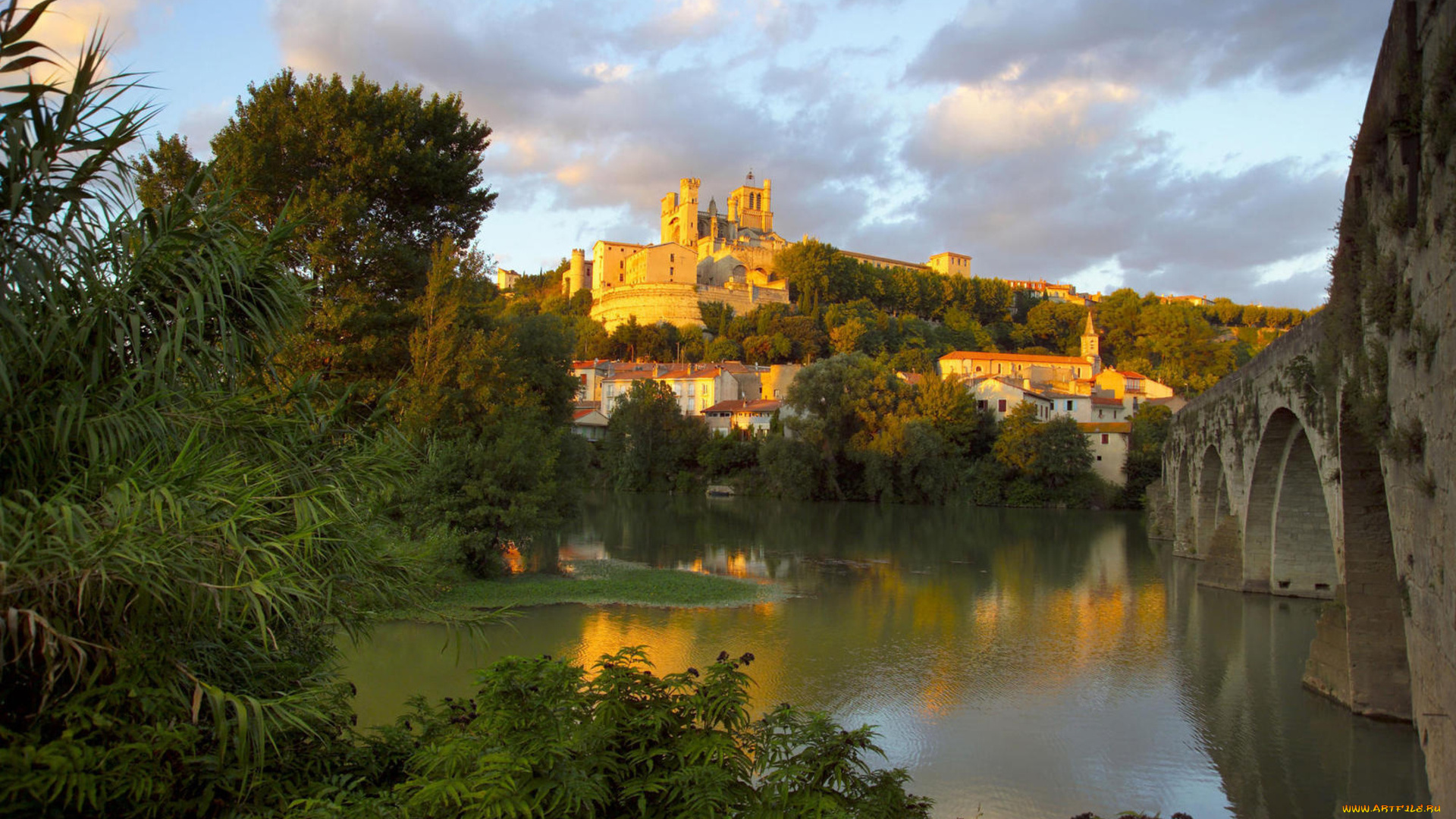 города, дворцы, замки, крепости, город, река, мост, beziers, france
