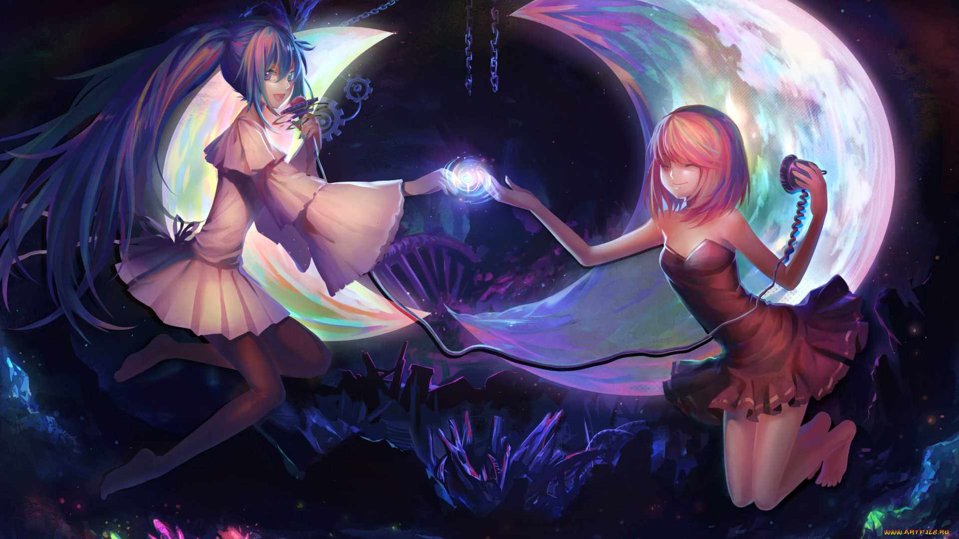 hatsune, miku, kagamine, rin, аниме, vocaloid, вокалоид