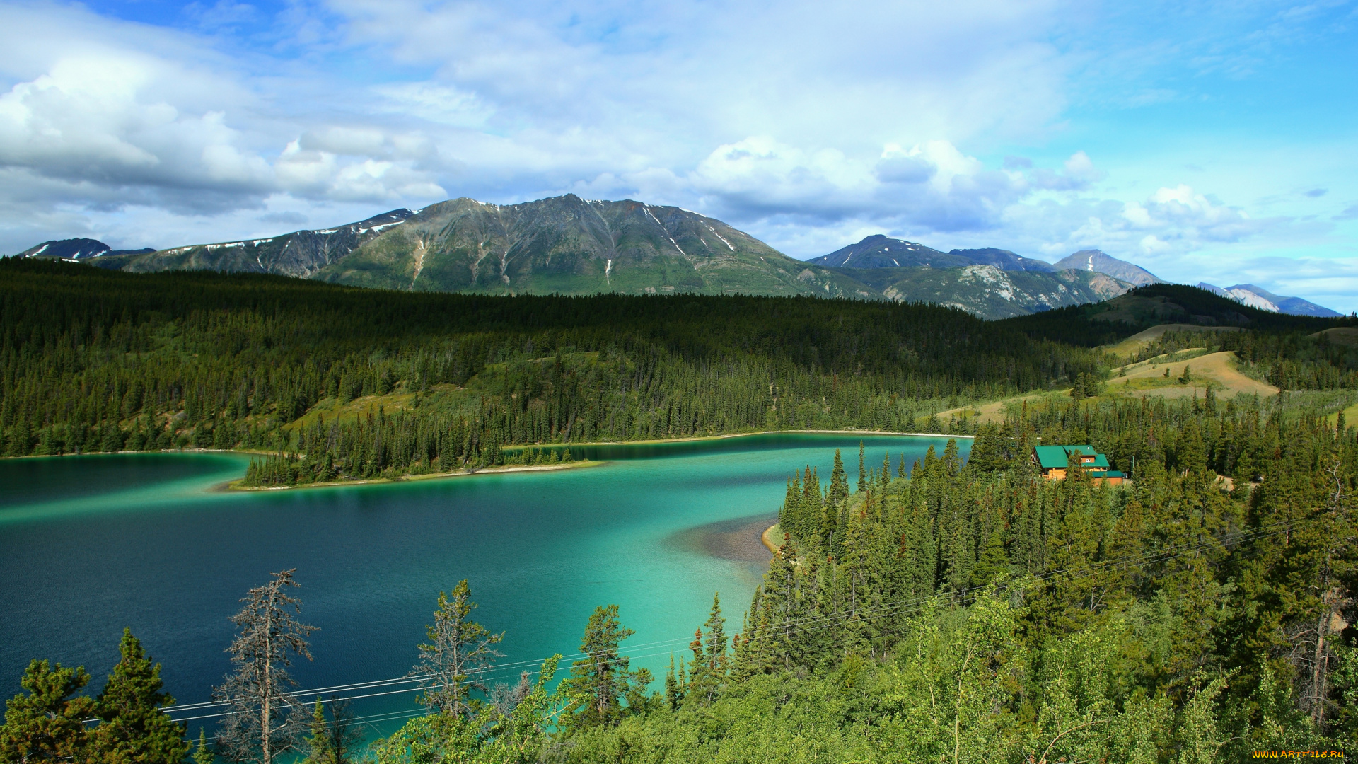 природа, реки, озера, юкон, изумрудное, озеро