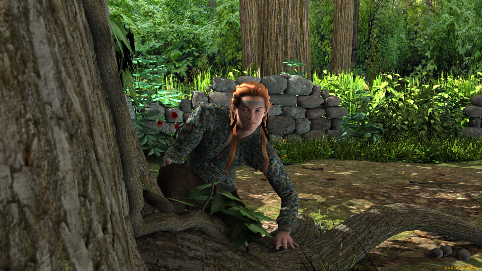 3д, графика, people, , люди, блондинка, взгляд, девушка, дерево