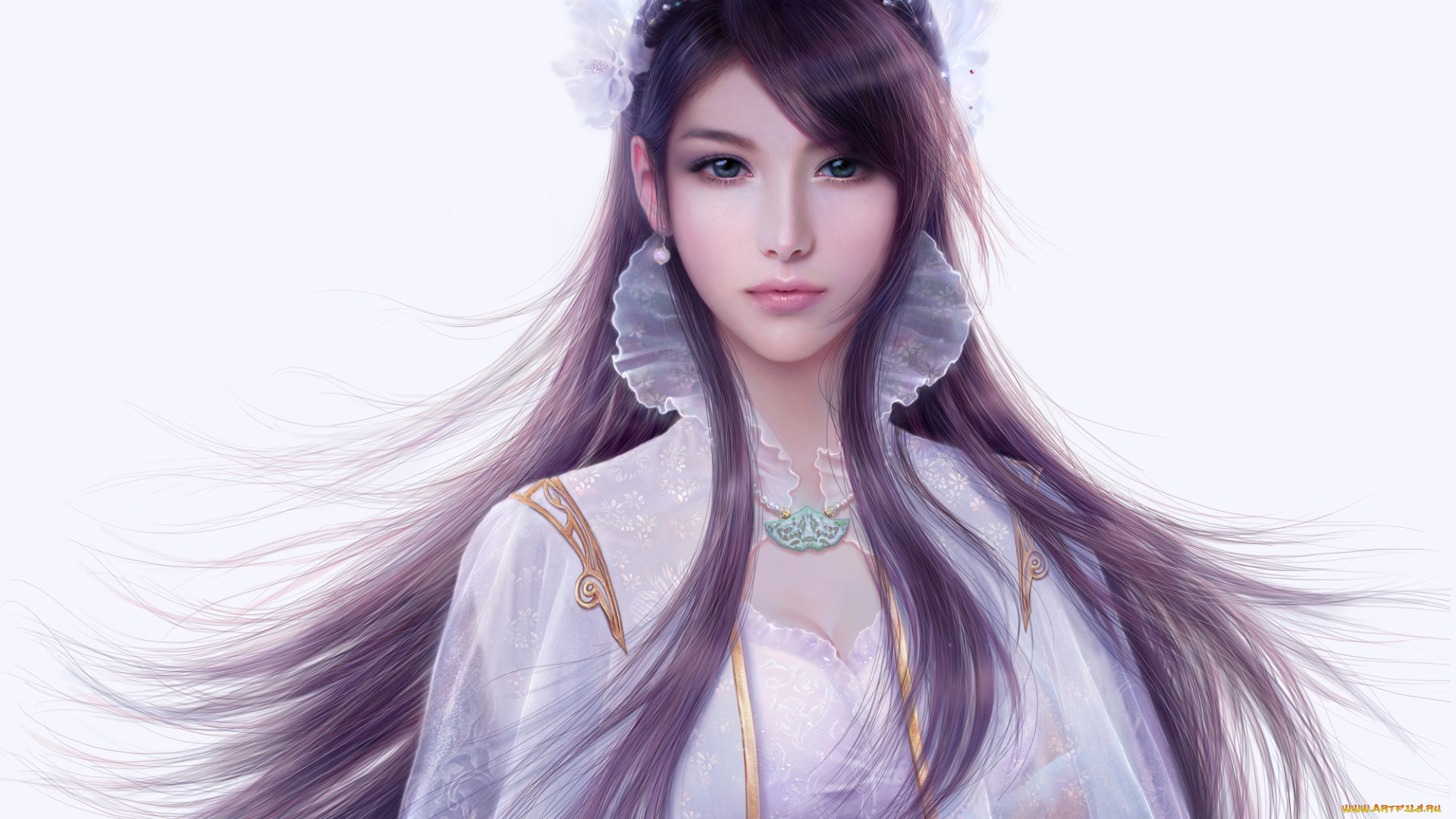 3д, графика, people, , люди, фон, длинные, волосы, взгляд, портрет, лицо