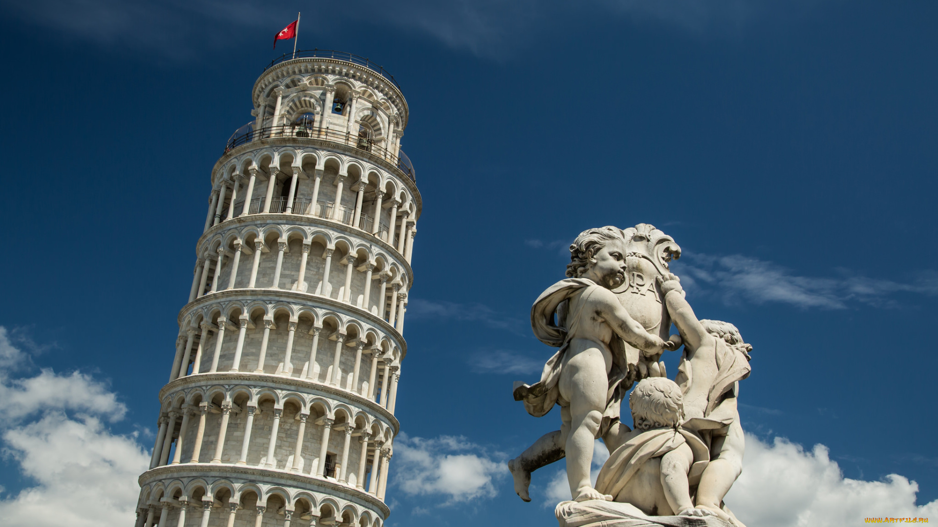 города, пиза, , италия, статуя, башня, пиза