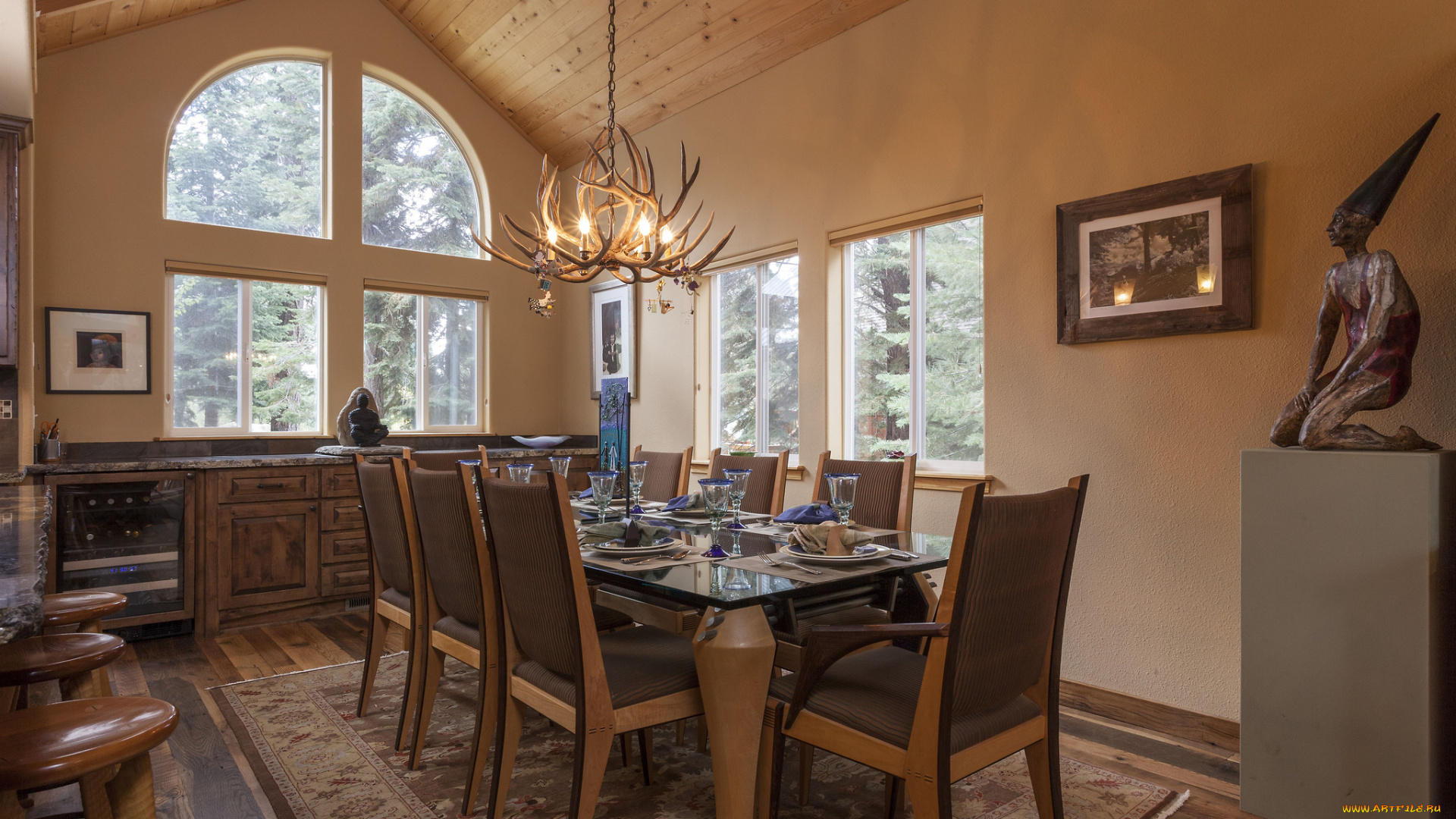 интерьер, столовая, стол, стулья