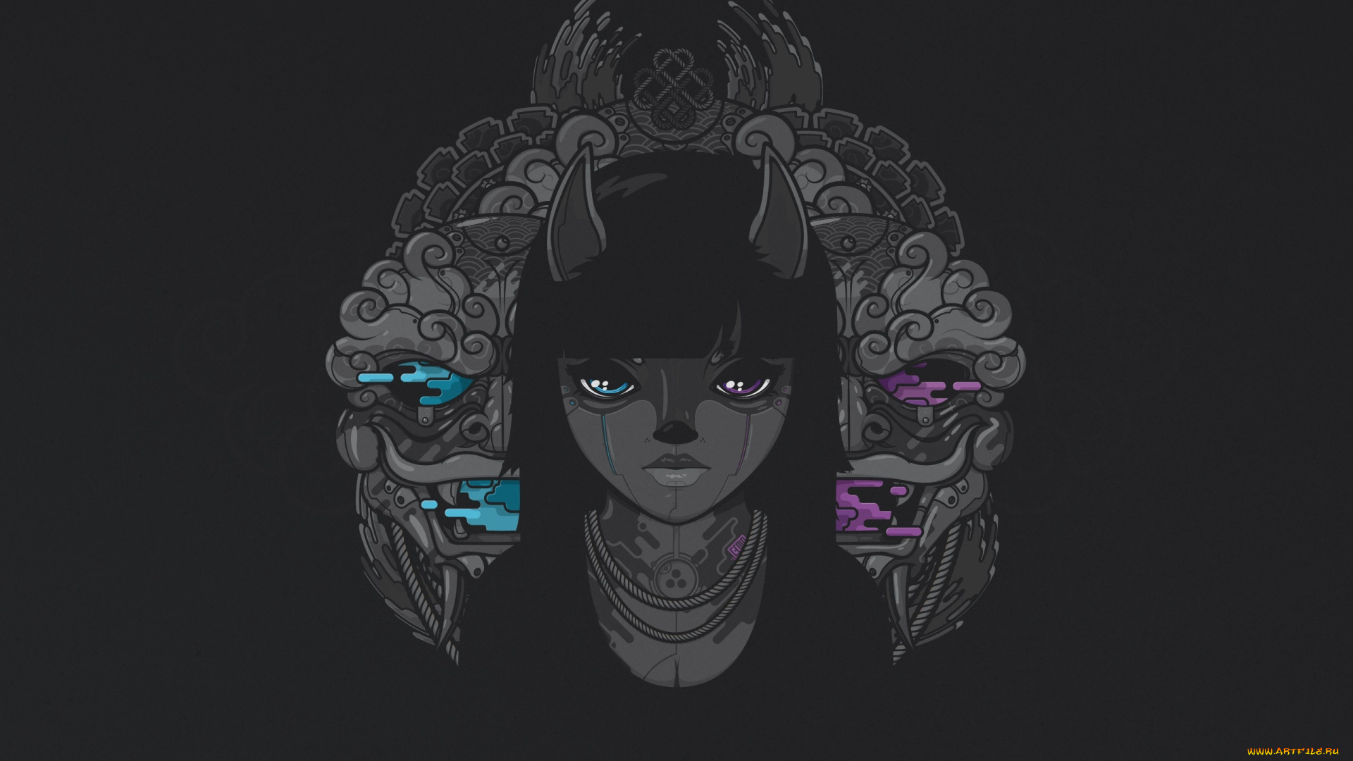 рисованные, минимализм, фон, взгляд, лицо