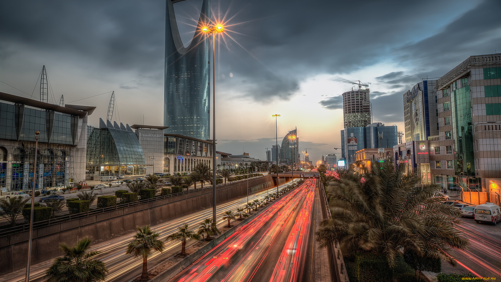 riyadh, , saudi, arabia, города, -, столицы, государств, небоскребы, огни, город, магистраль
