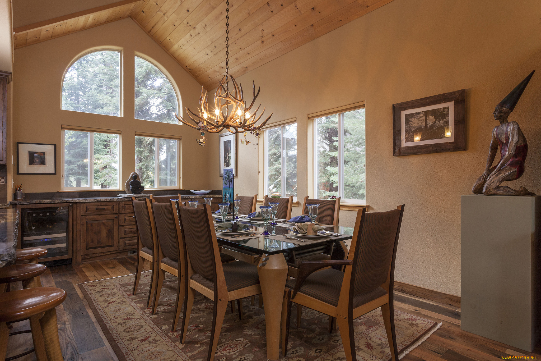 интерьер, столовая, стол, стулья