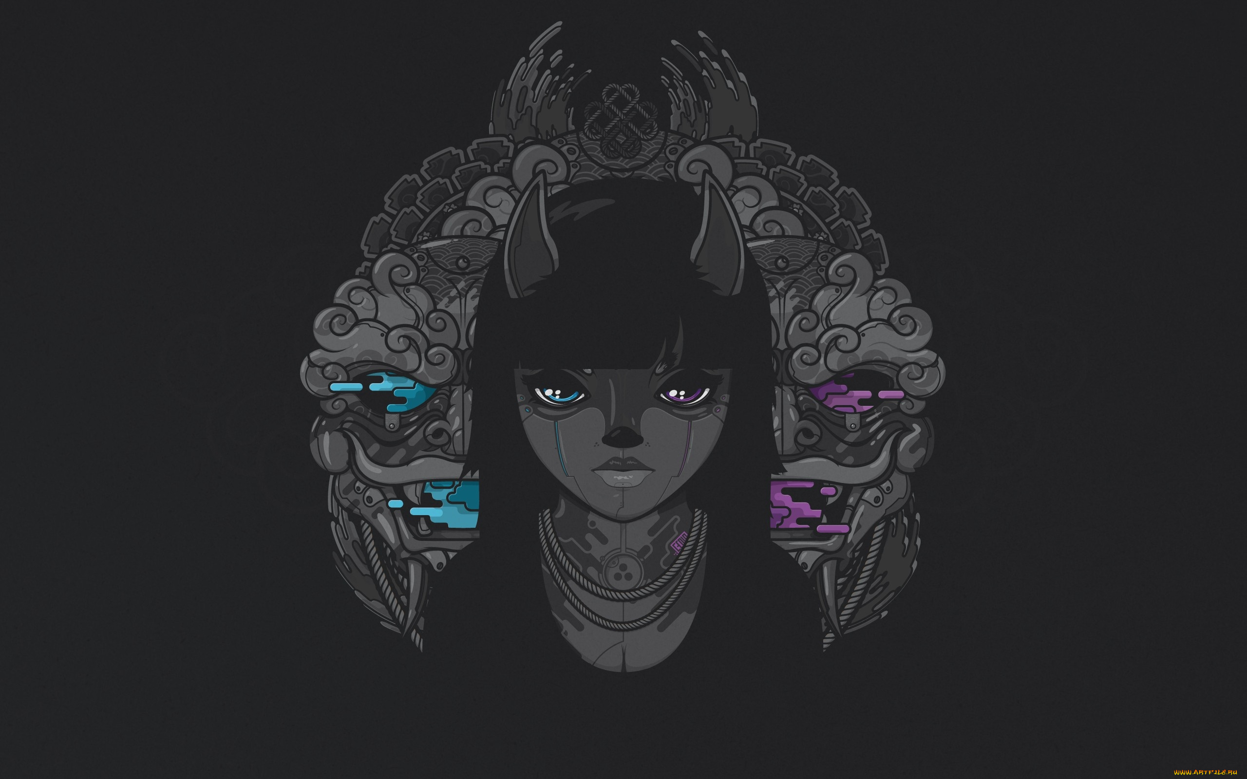 рисованные, минимализм, фон, взгляд, лицо