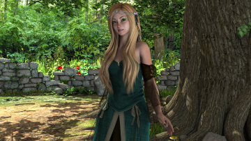 Картинка 3д+графика people+ люди дерево блондинка девушка взгляд