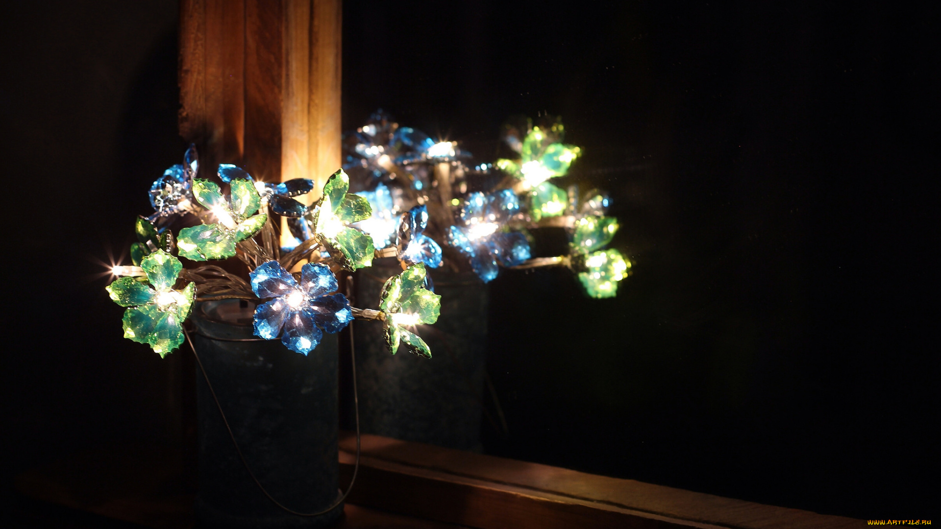 разное, осветительные, приборы, светильник, цветы, ночь