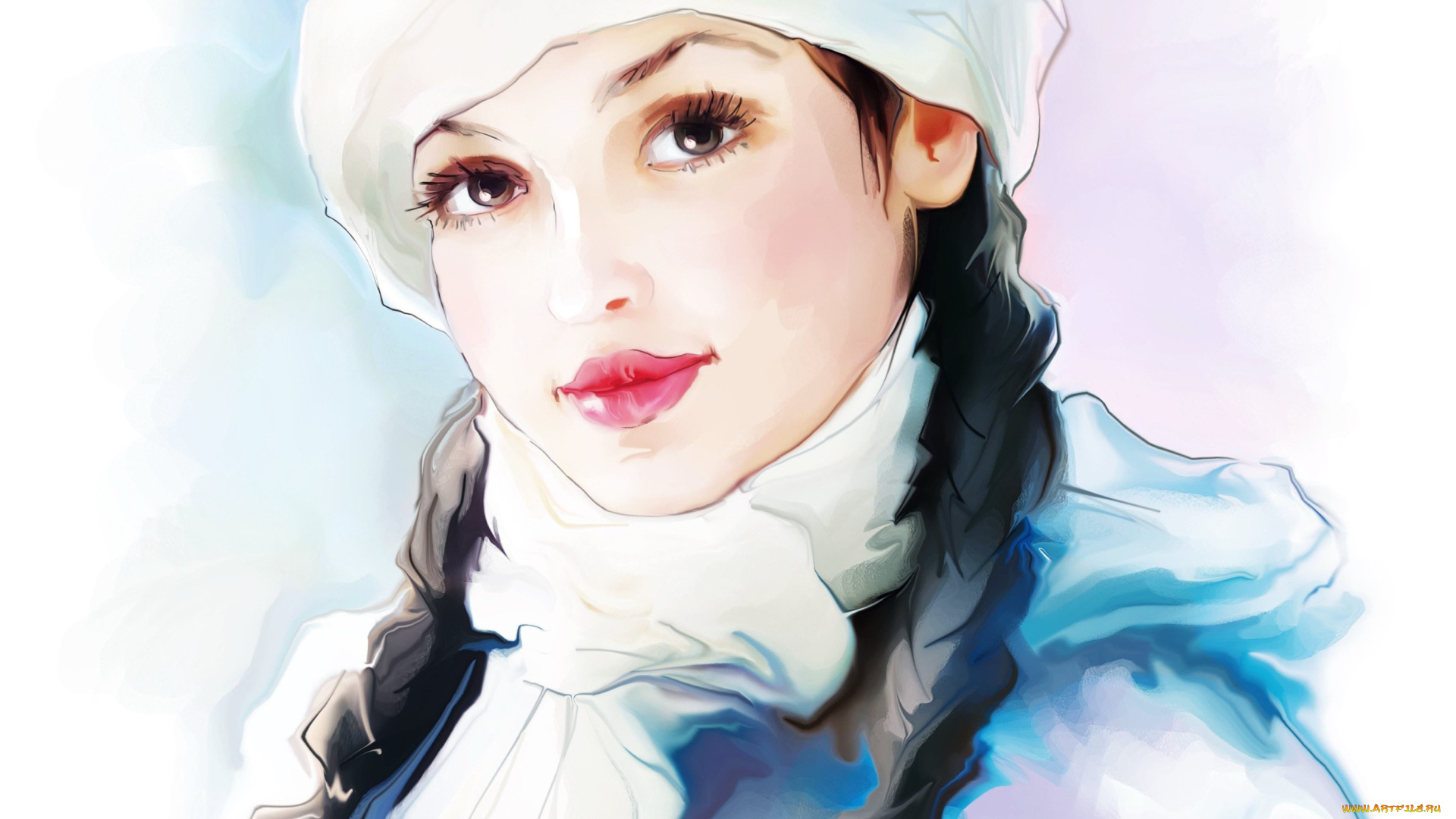 рисованное, люди, фон, взгляд, девушка