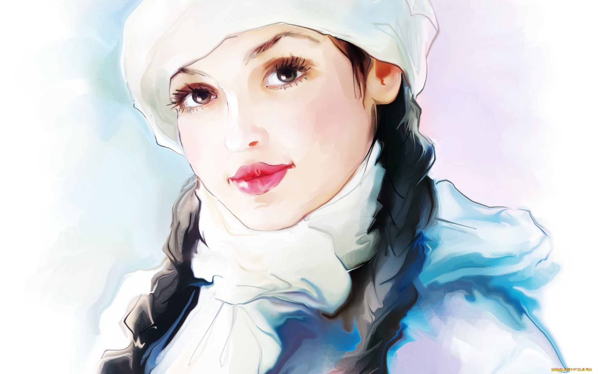 рисованное, люди, фон, взгляд, девушка