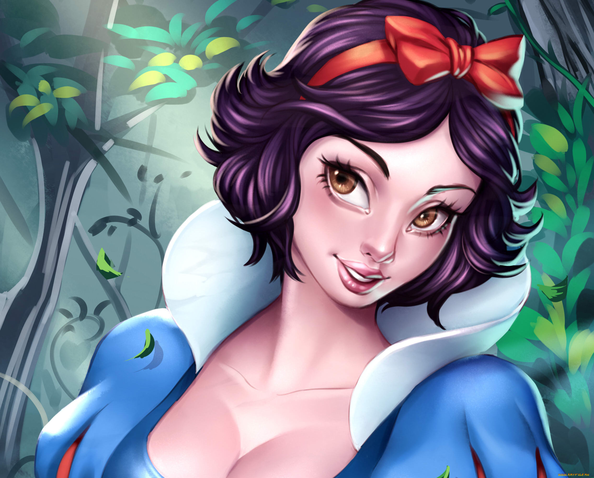 рисованное, кино, белоснежка, snow, white, взгляд, лицо, бант, платье