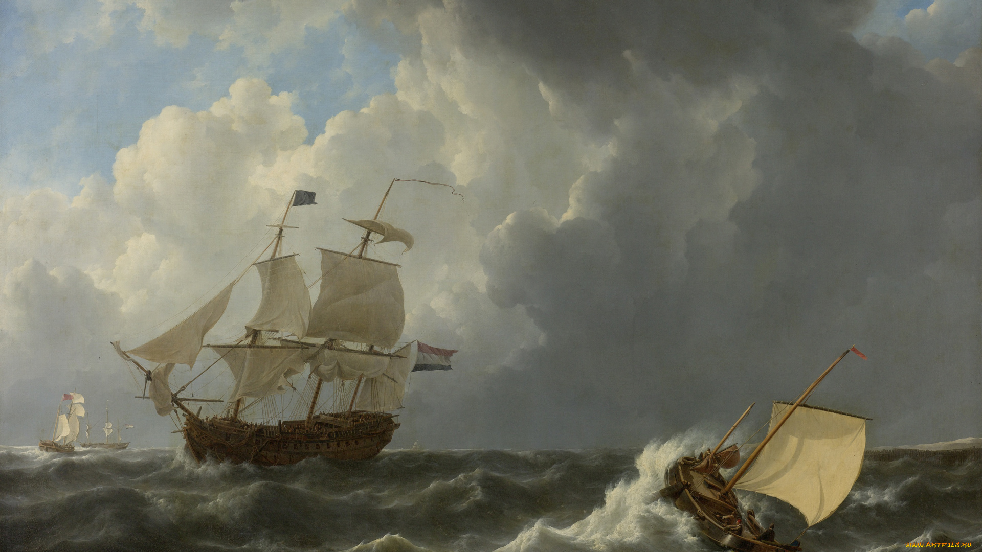 рисованное, живопись, лодка, корабль, парусники, море