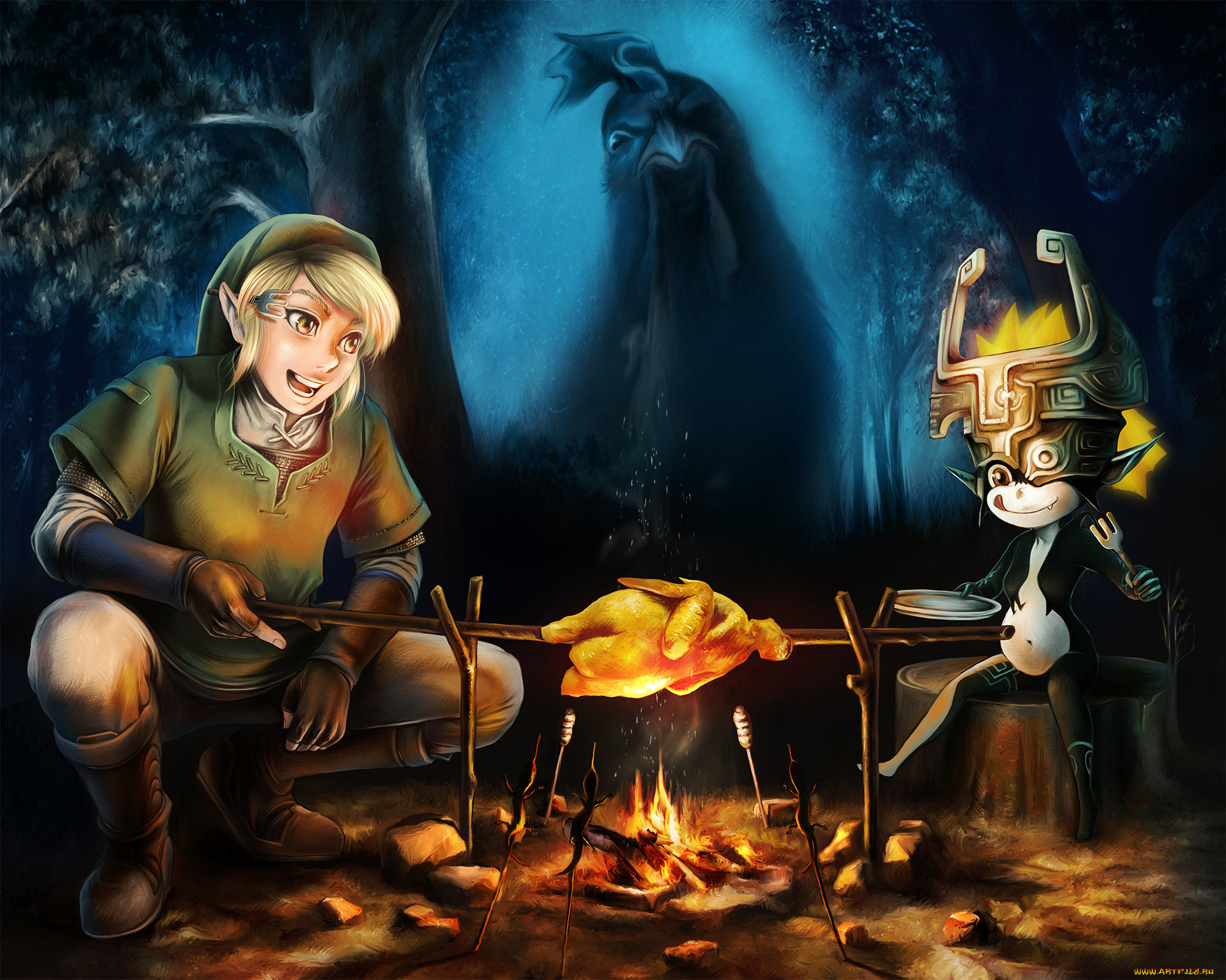 legend, of, zelda, видео, игры, the, legend, of, zelda, огонь, вертел, курица, существо, эльф