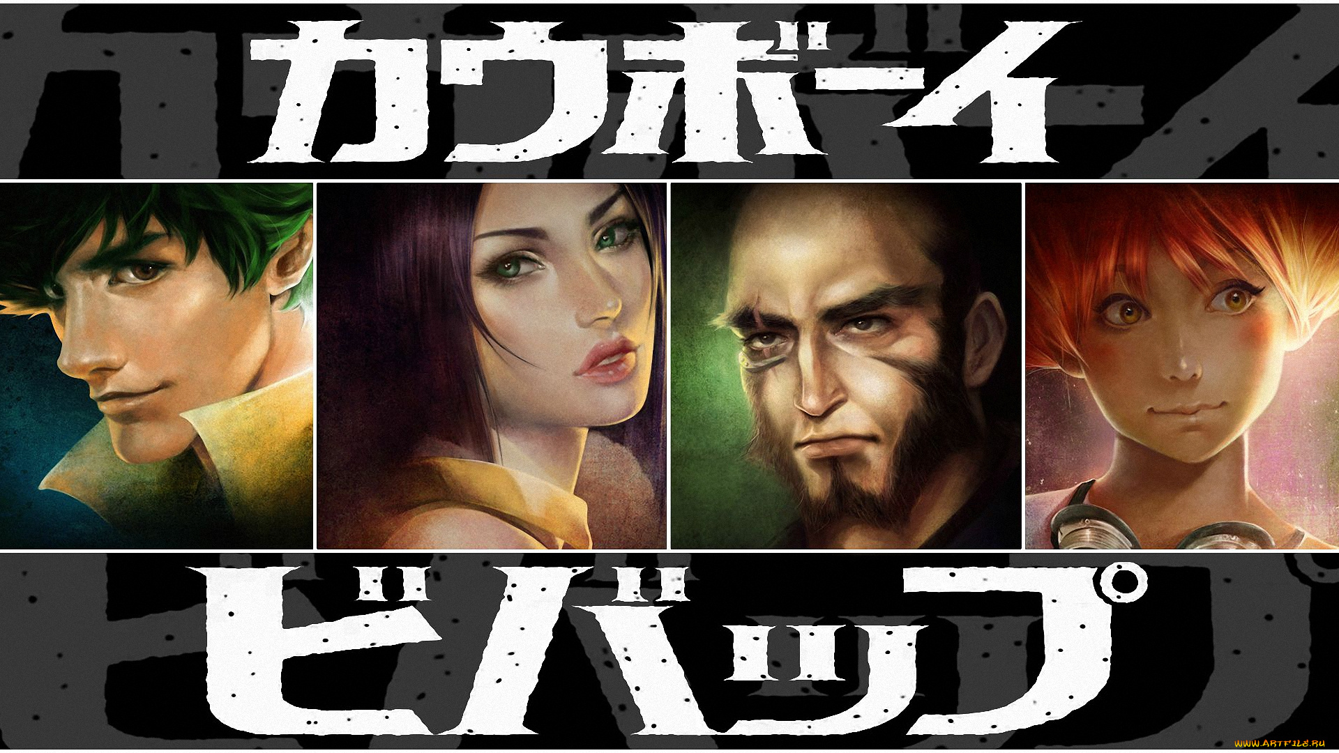 аниме, cowboy, bebop, faye, ed, spike, jet