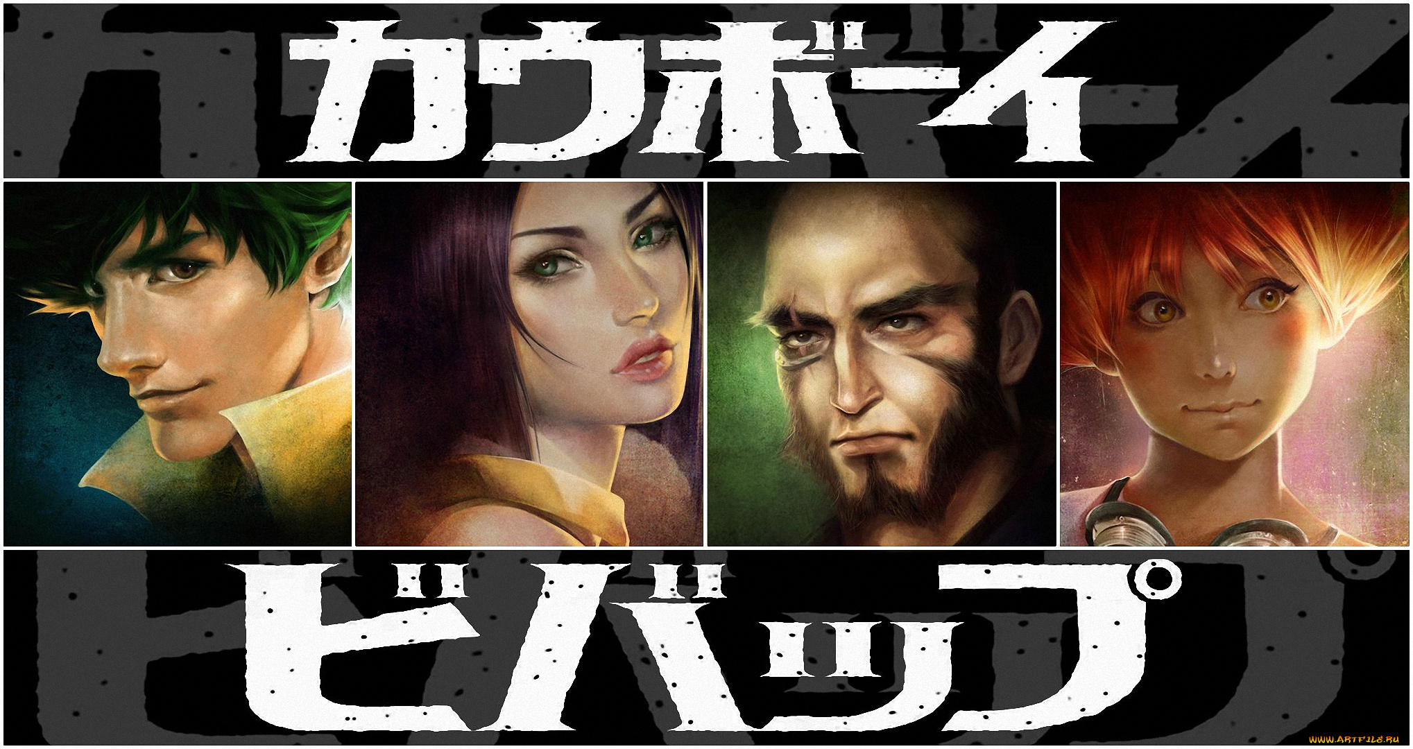 аниме, cowboy, bebop, faye, ed, spike, jet