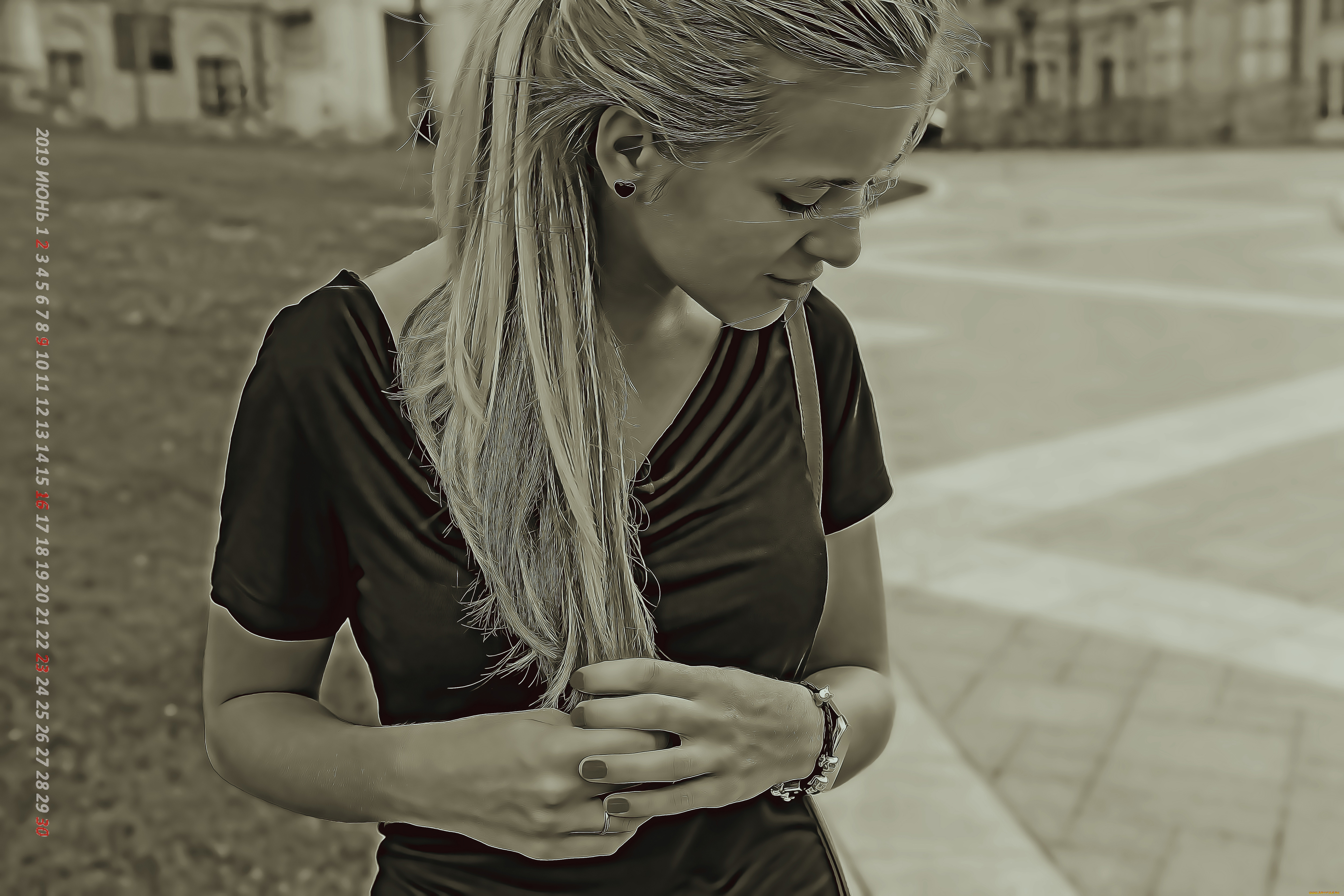 календари, компьютерный, дизайн, улица, девушка