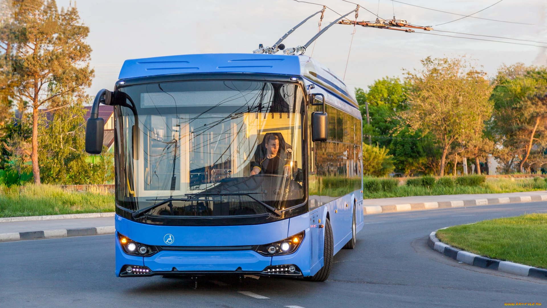 троллейбус, техника, троллейбусы, синий, дорога