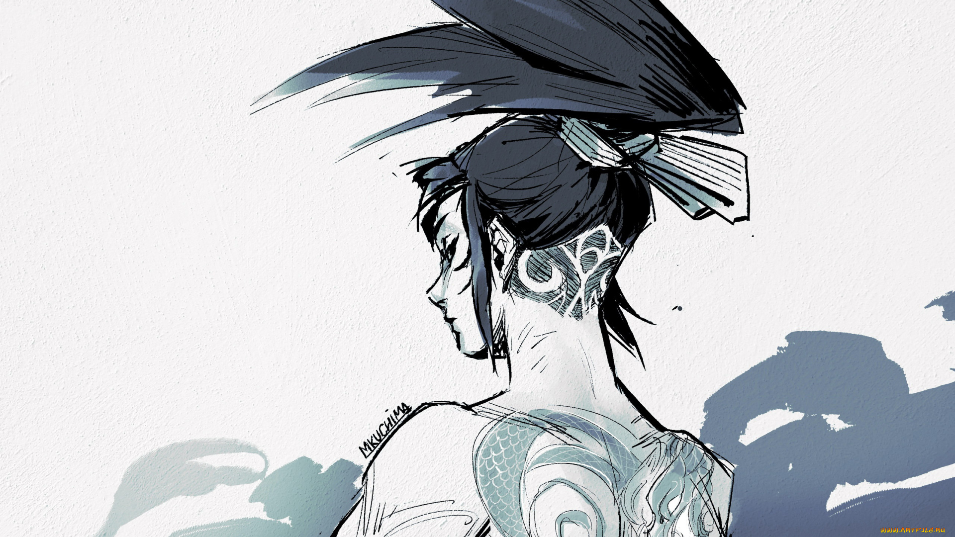 видео, игры, league, of, legends, akali, девушка, тату