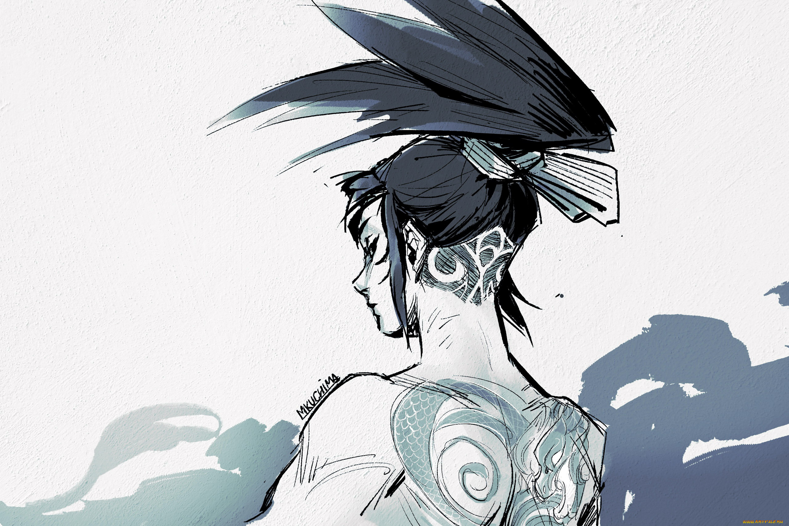 видео, игры, league, of, legends, akali, девушка, тату