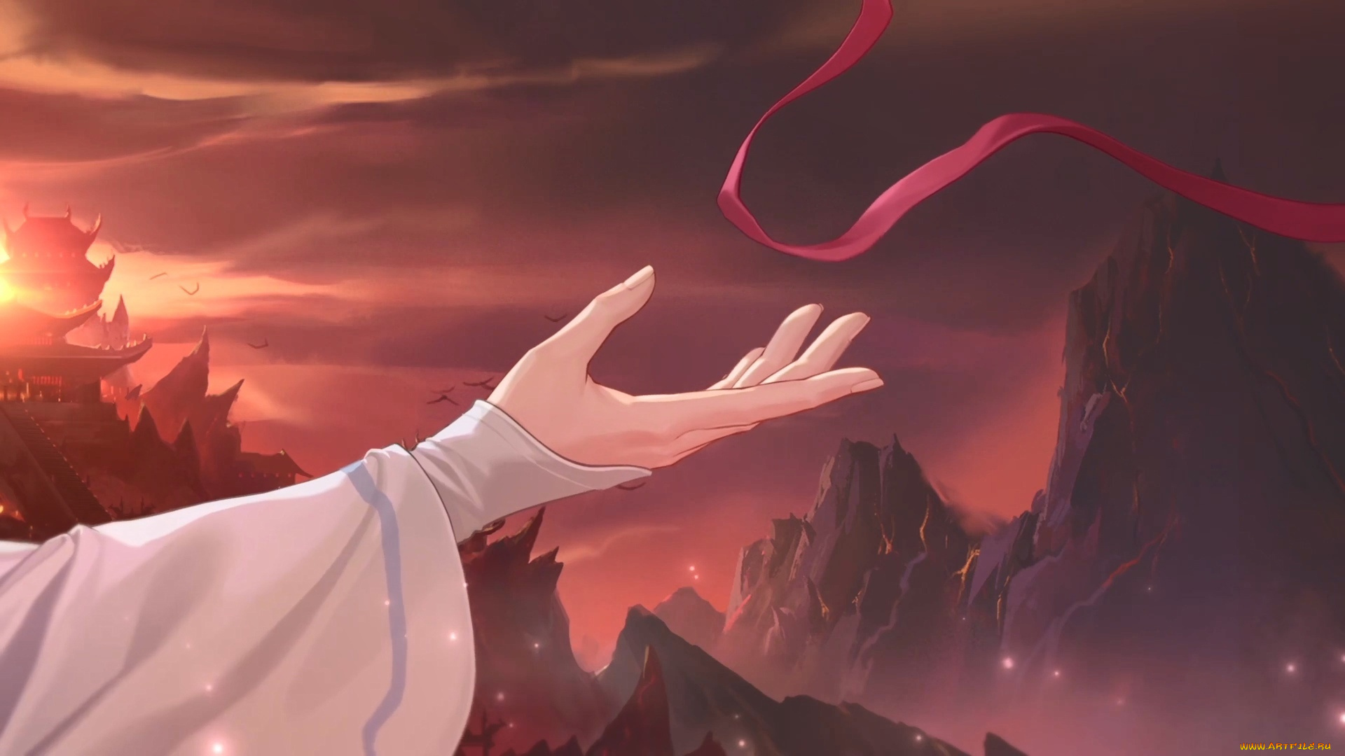 видео, игры, the, untamed, лань, ванцзи, рука, лента, закат