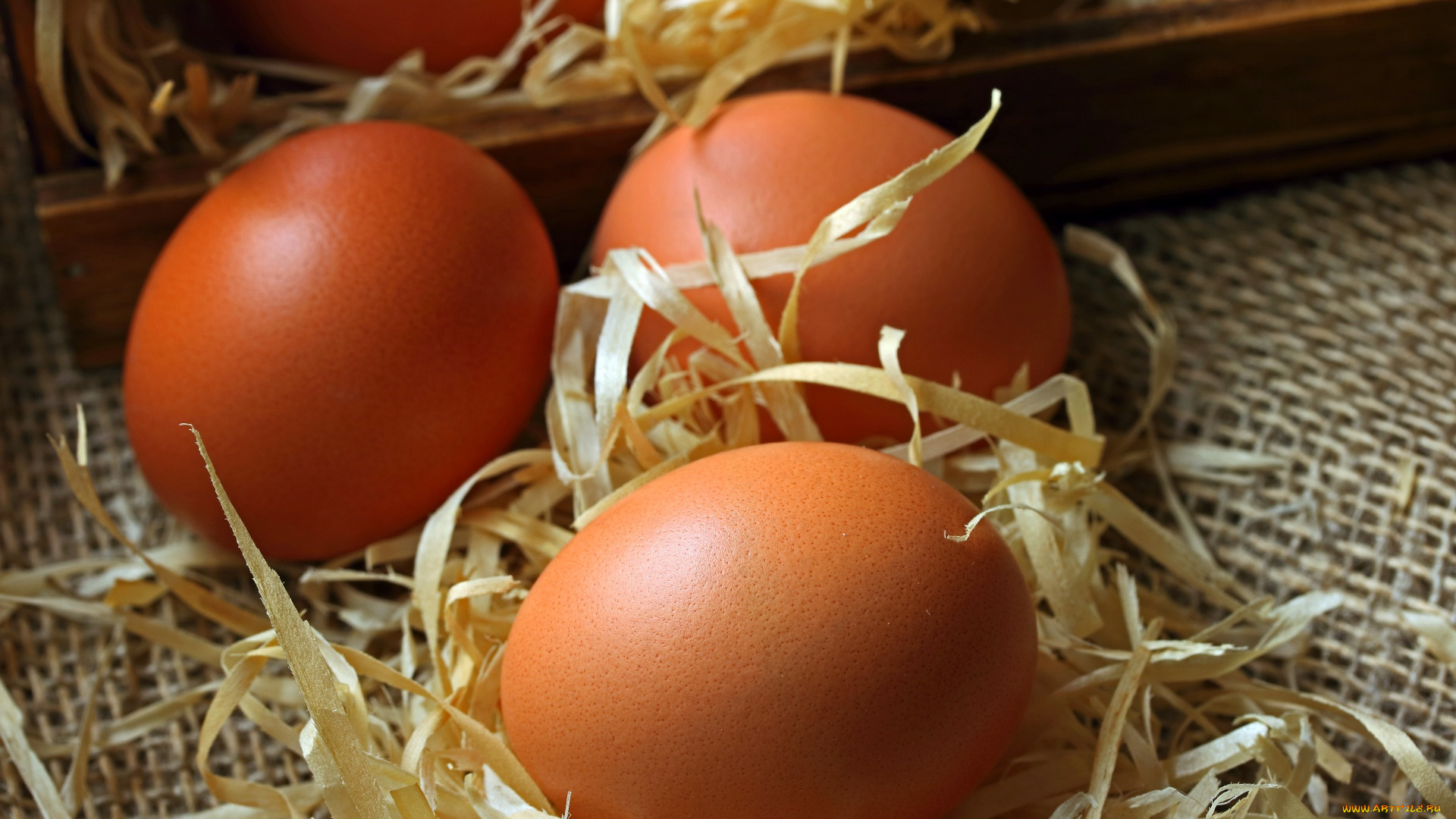 еда, яйца, солома, свежие