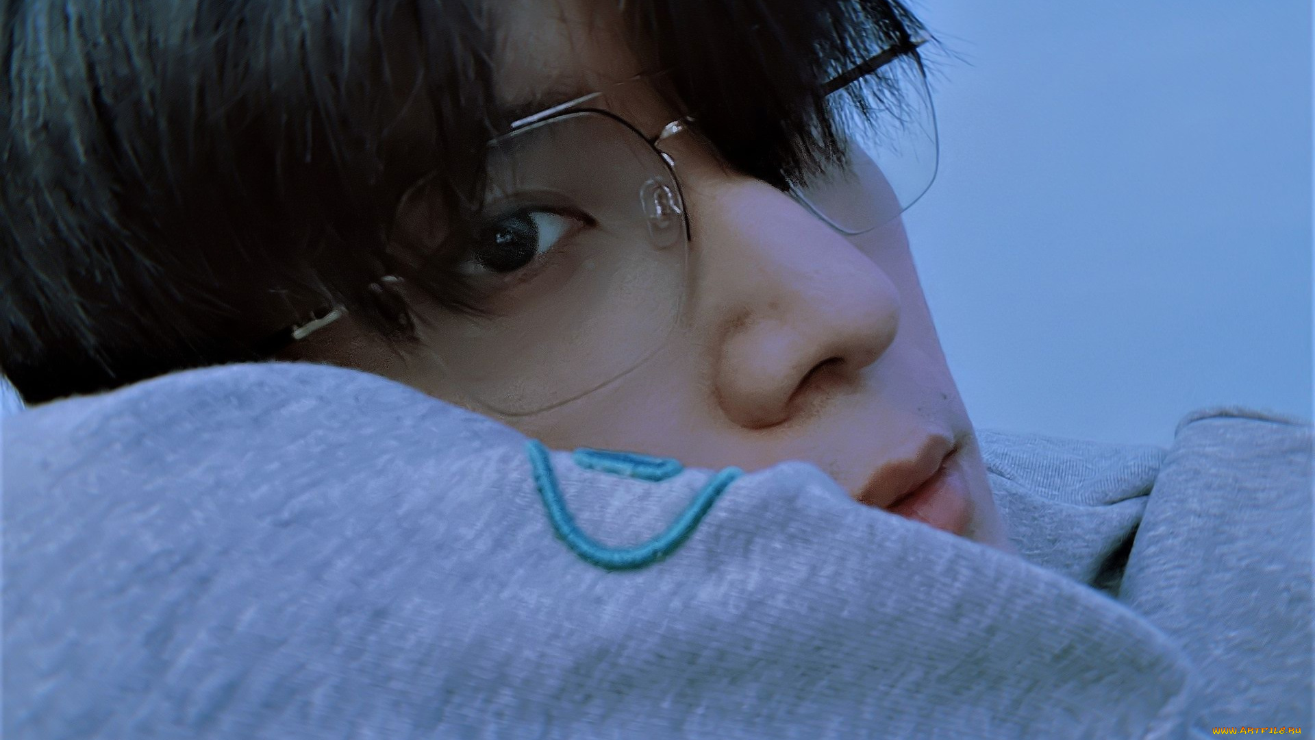 мужчины, liu, haikuan, ктер, лицо, очки, свитер