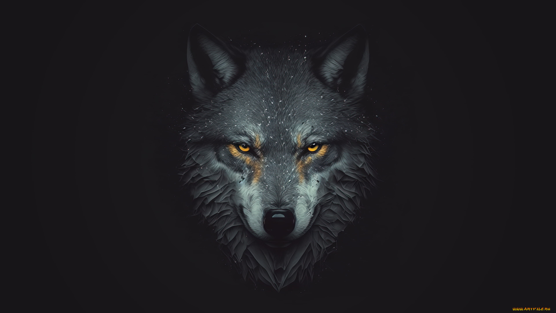 рисованное, животные, взгляд, морда, волк